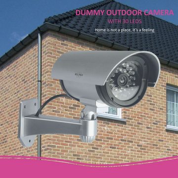 Elro CDB25S-2 Überwachungskamera Attrappe (Innenbereich, Außenbereich, 2-tlg., Dummy Kamera - Attrappe - 2 Pack, Dämmerungsschalter)
