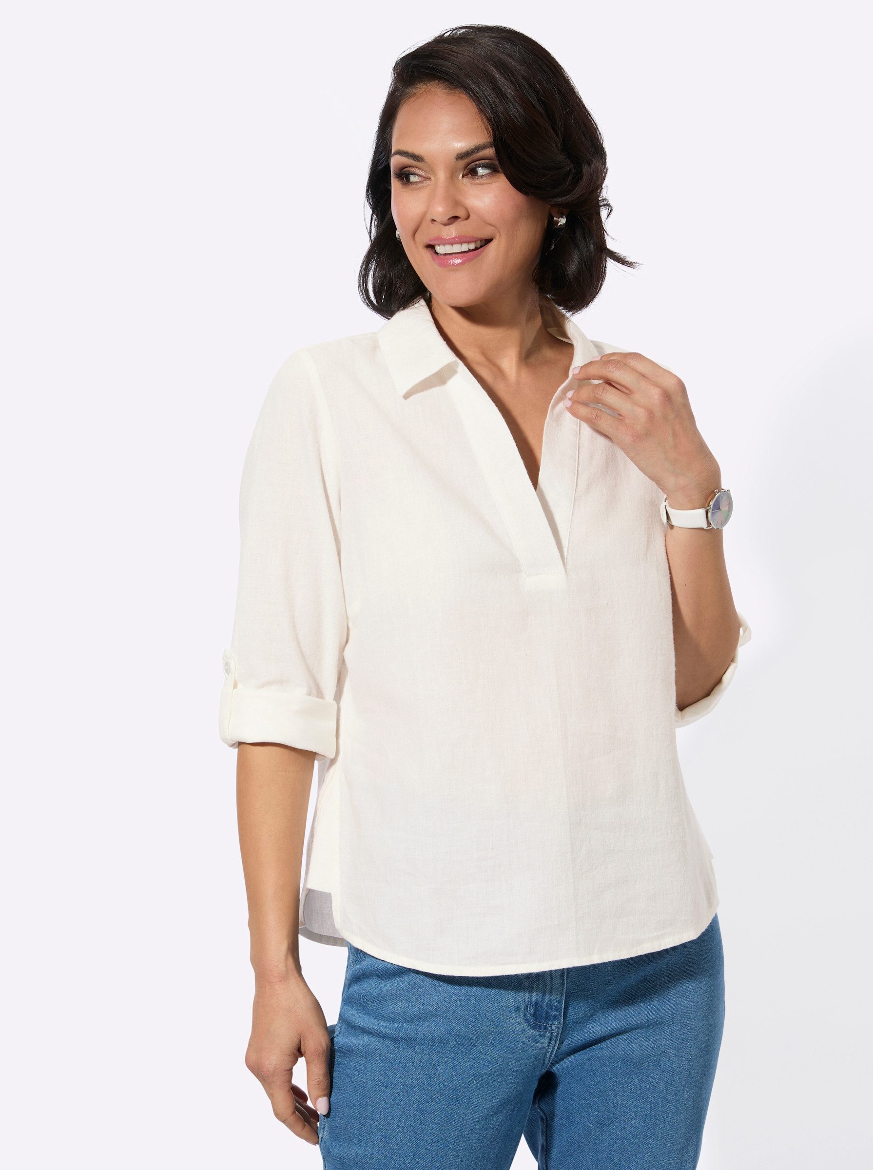 Witt Klassische Bluse Flanell-Bluse Langarm