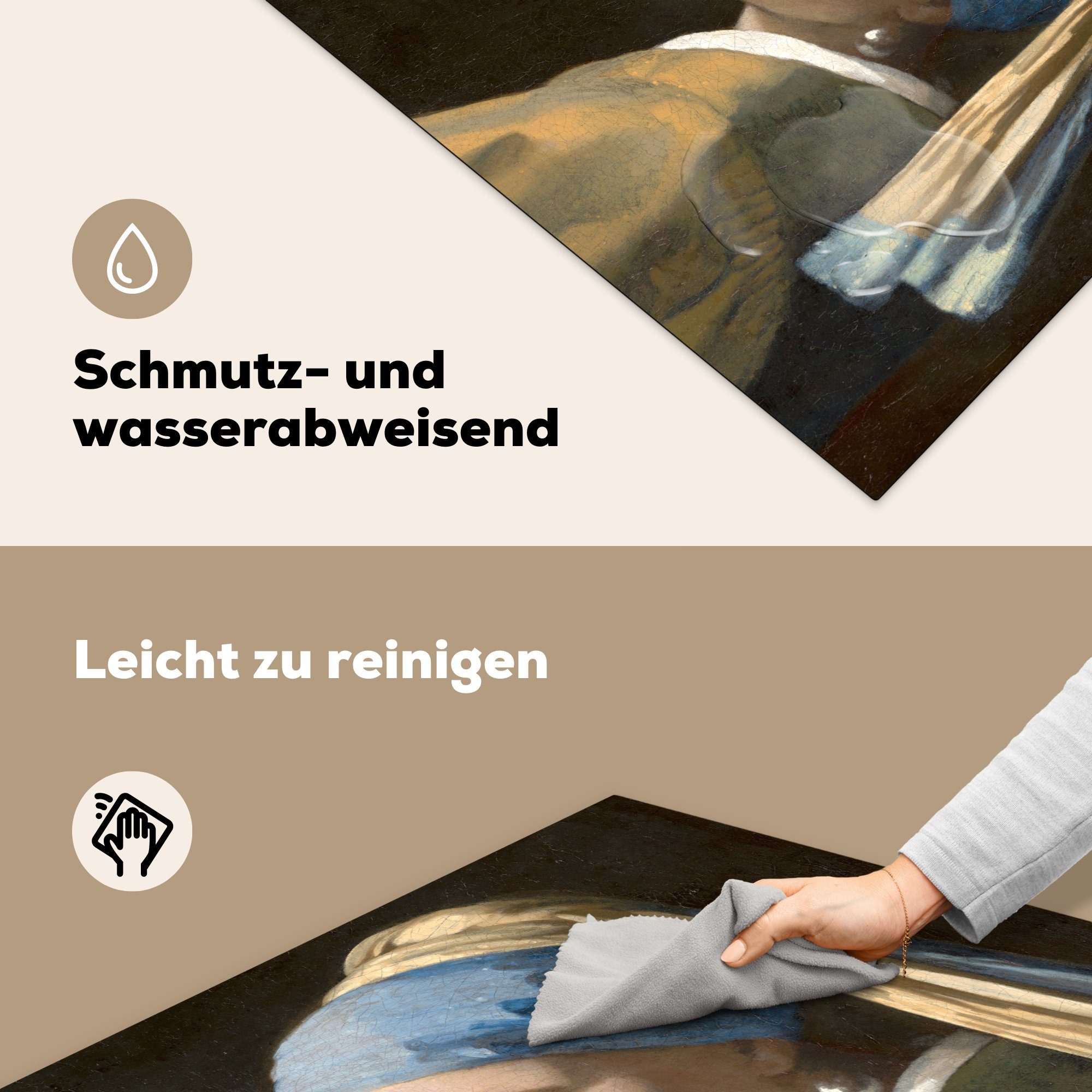 Vermeer, Herdblende-/Abdeckplatte Vinyl, für küche Mädchen mit Arbeitsplatte dem - cm, Perlenohrring (1 Das Johannes tlg), von MuchoWow 78x78 Ceranfeldabdeckung, Gemälde