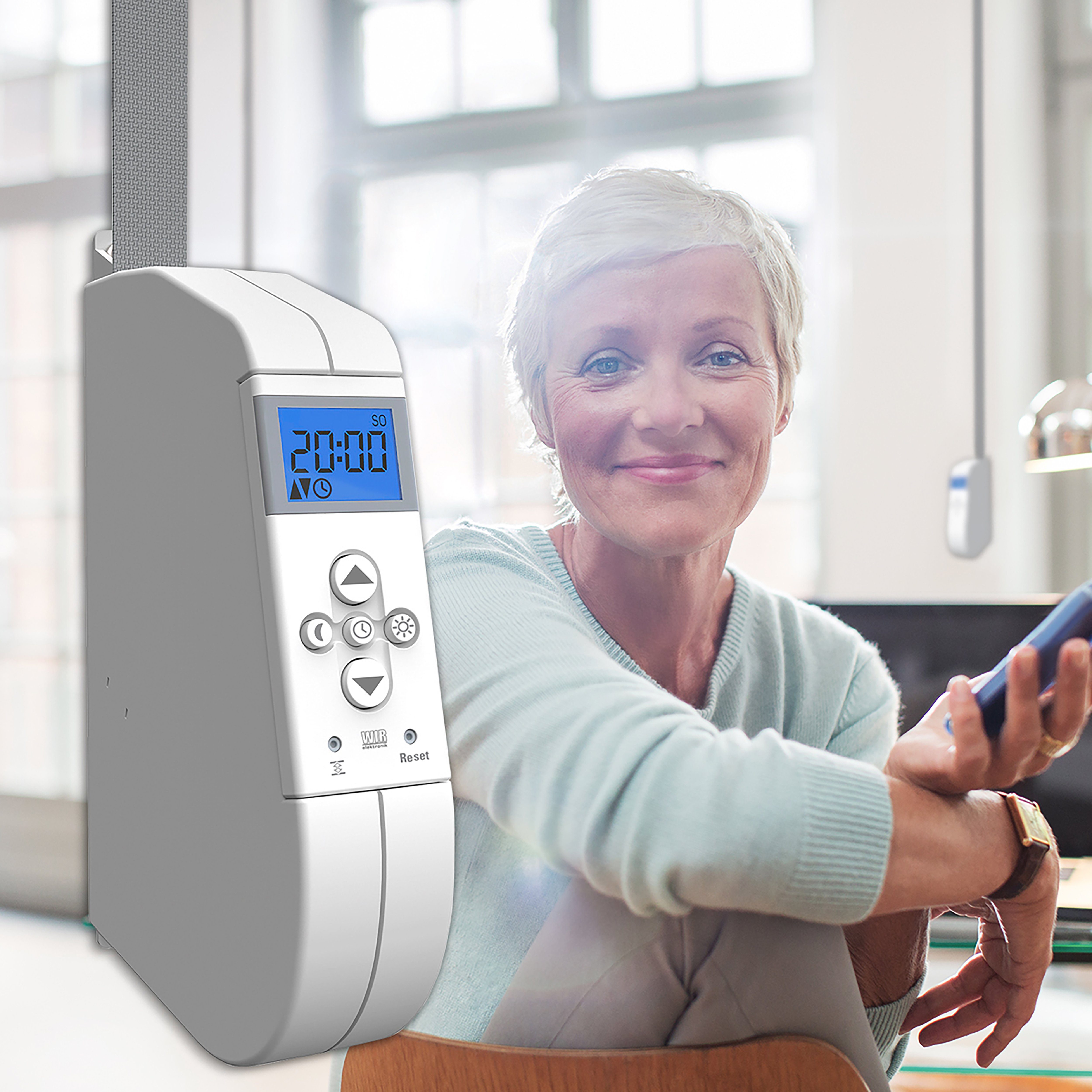 WIR elektronik Rollladenmotor eWickler Comfort eW940-F für 17 - 23mm Gurtband, mit Funk, 45 kg Zugkraft, + 1x FB-9 Funkfernbedienung