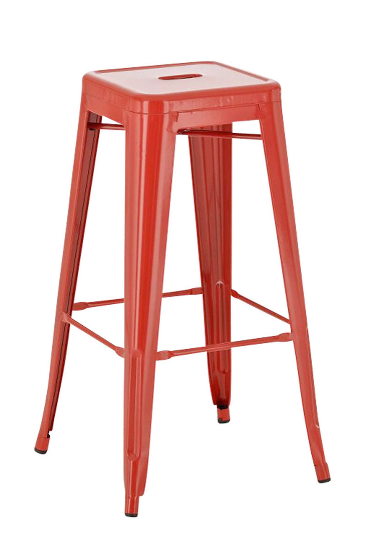 TPFLiving Barhocker Joshua (Set, 2 Küche), Fußstütze & Sitzfläche: angenehmer Theke für - Rot Gestell Rot Metall St., Hocker mit Metall 