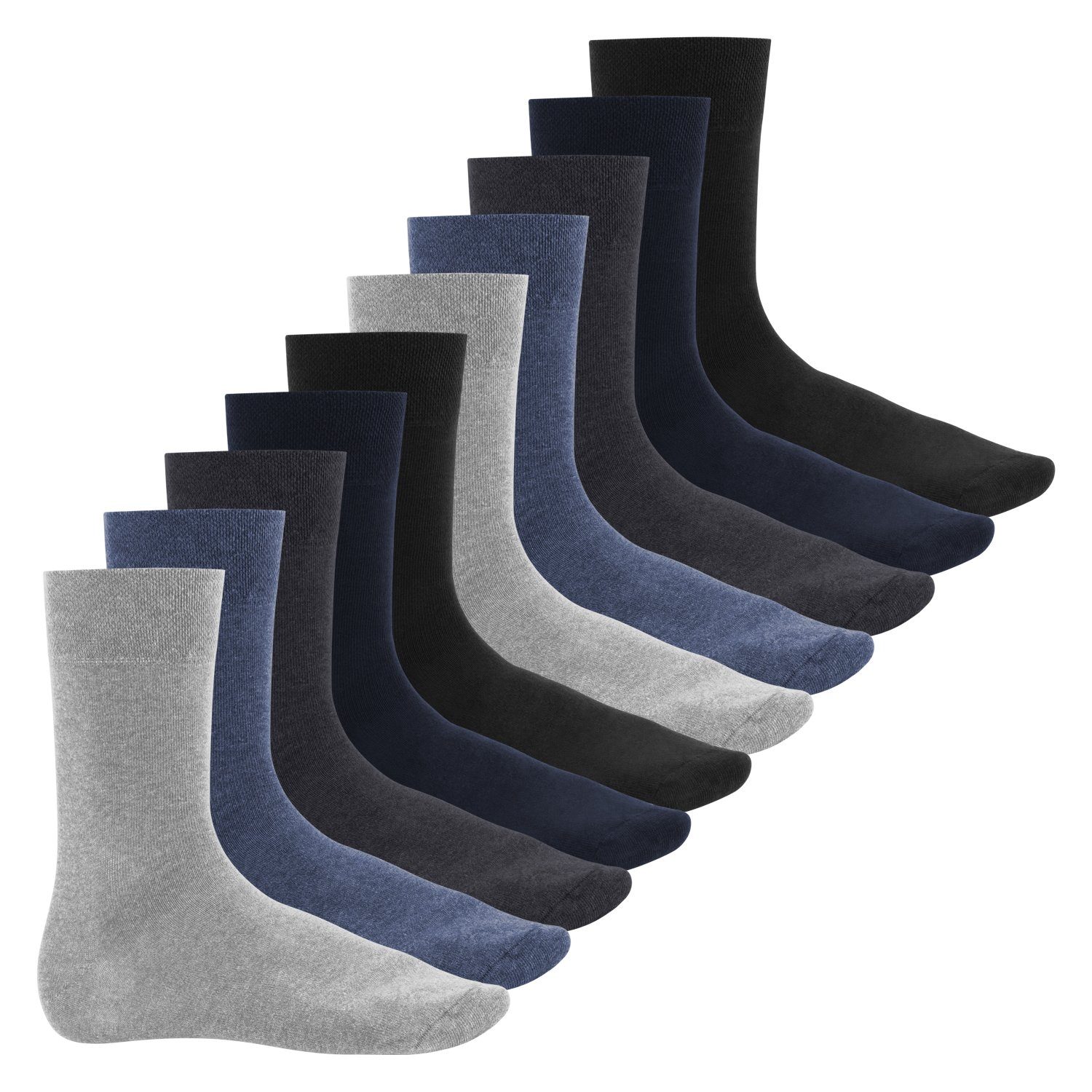 Footstar Basicsocken Herren gekettelte (10 Paar) Jeanstöne Everyday! Socken Spitze Baumwolle