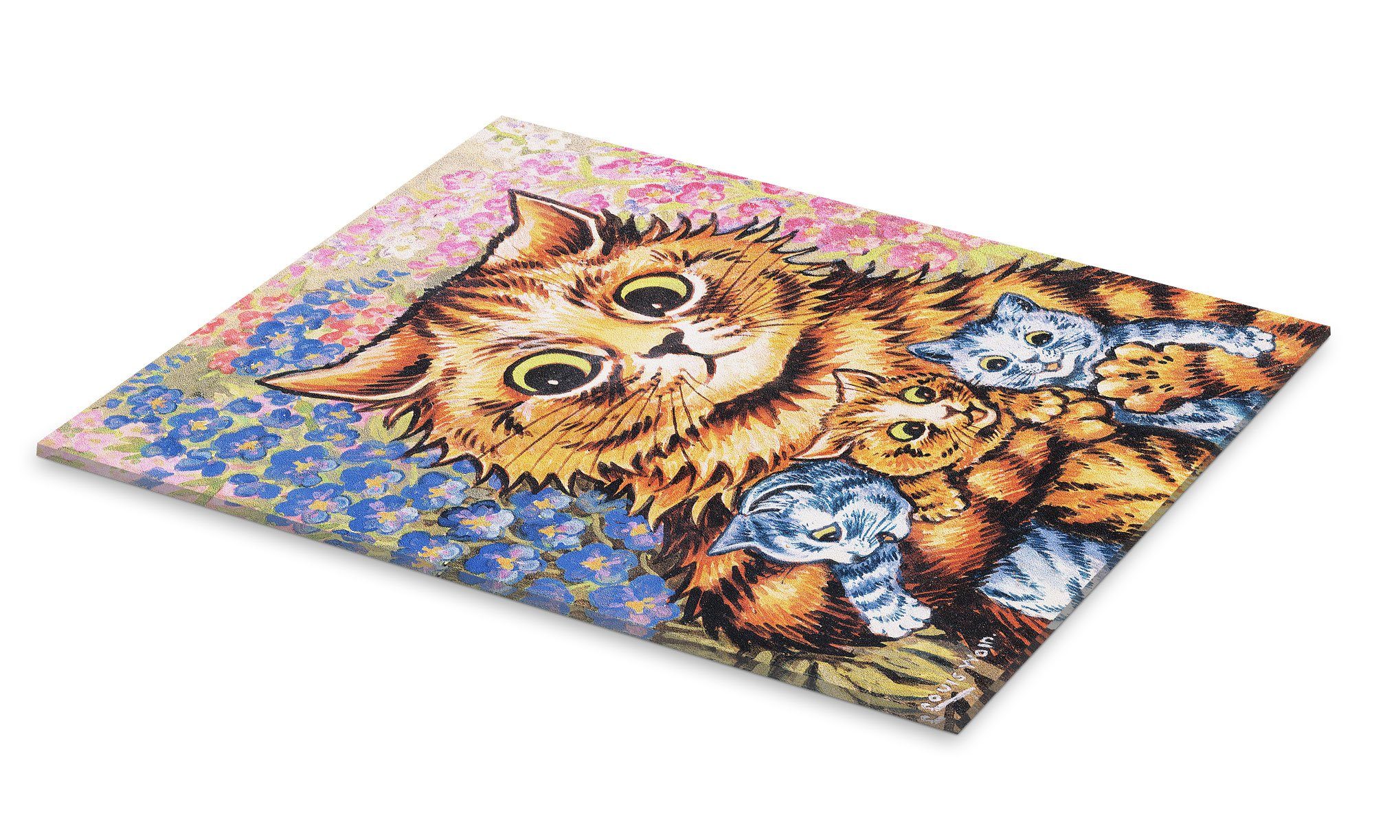 Posterlounge Wandbild Eine Katze mit ihren Kätzchen, Louis Wain, erhältlich als Poster, Leinwandbild, Wandsticker oder Acrylglasbild