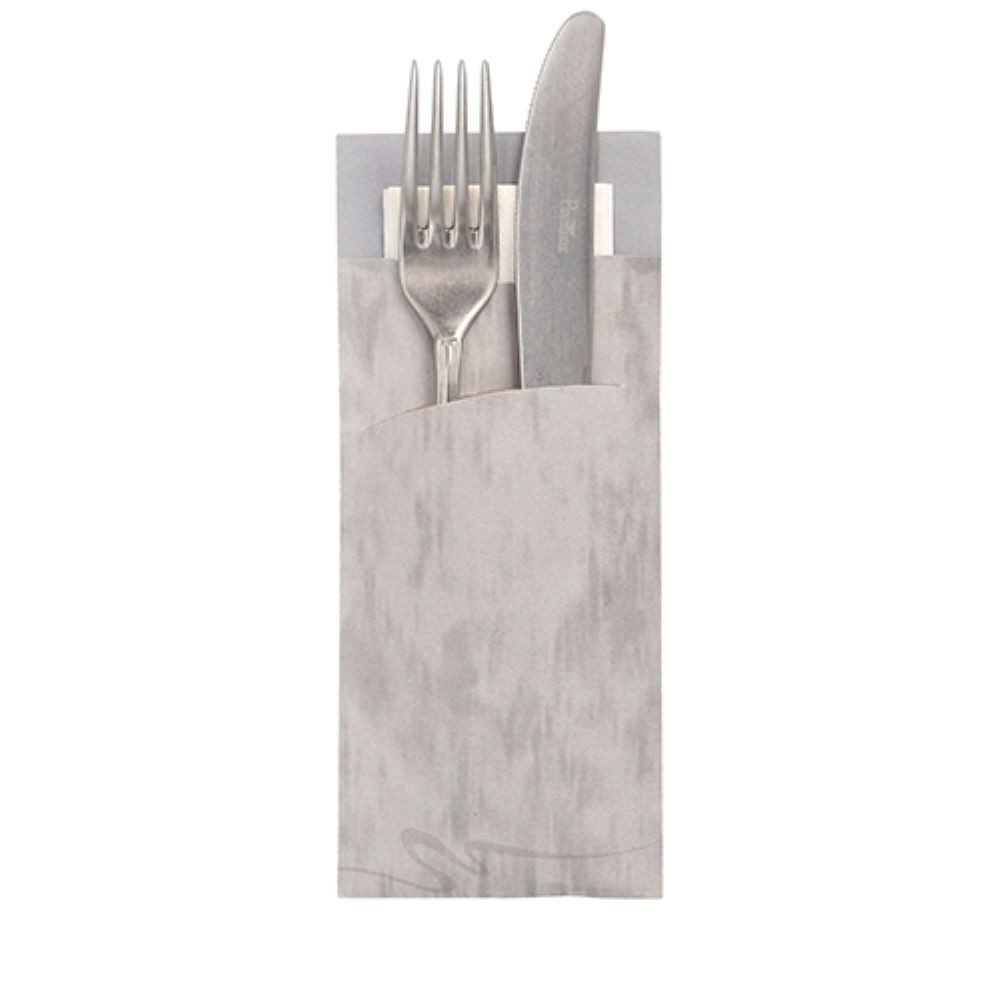 PAPSTAR GmbH Einwegbesteck-Set 520 Bestecktaschen 20 cm x 8,5 cm "mable" inkl. weißer Serviette