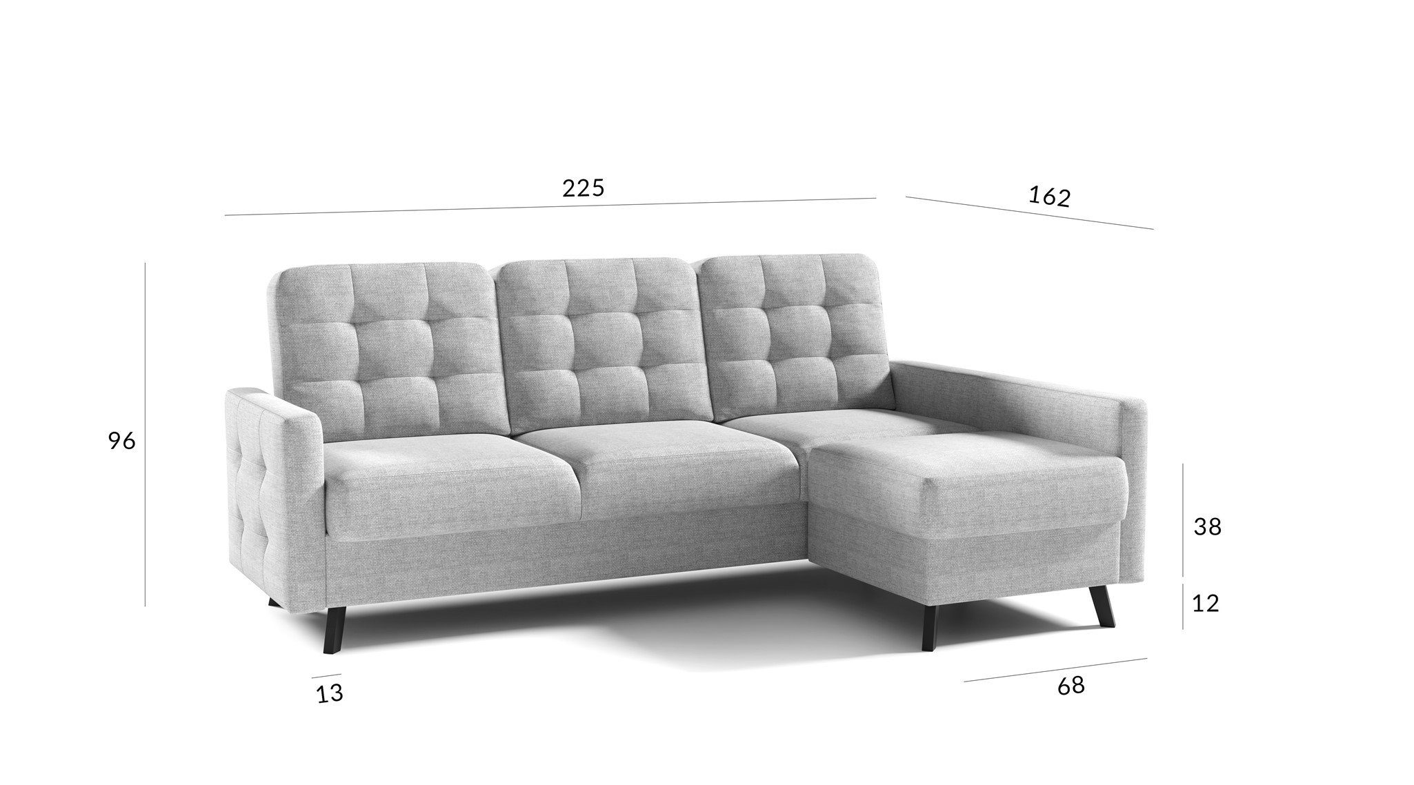 GARNET und Ecksofa Schlaffunktion, x Möbel Dunkelblau Stoff Bettkasten Luis, in Rundumbezug Sofa Fun Inkl. 1