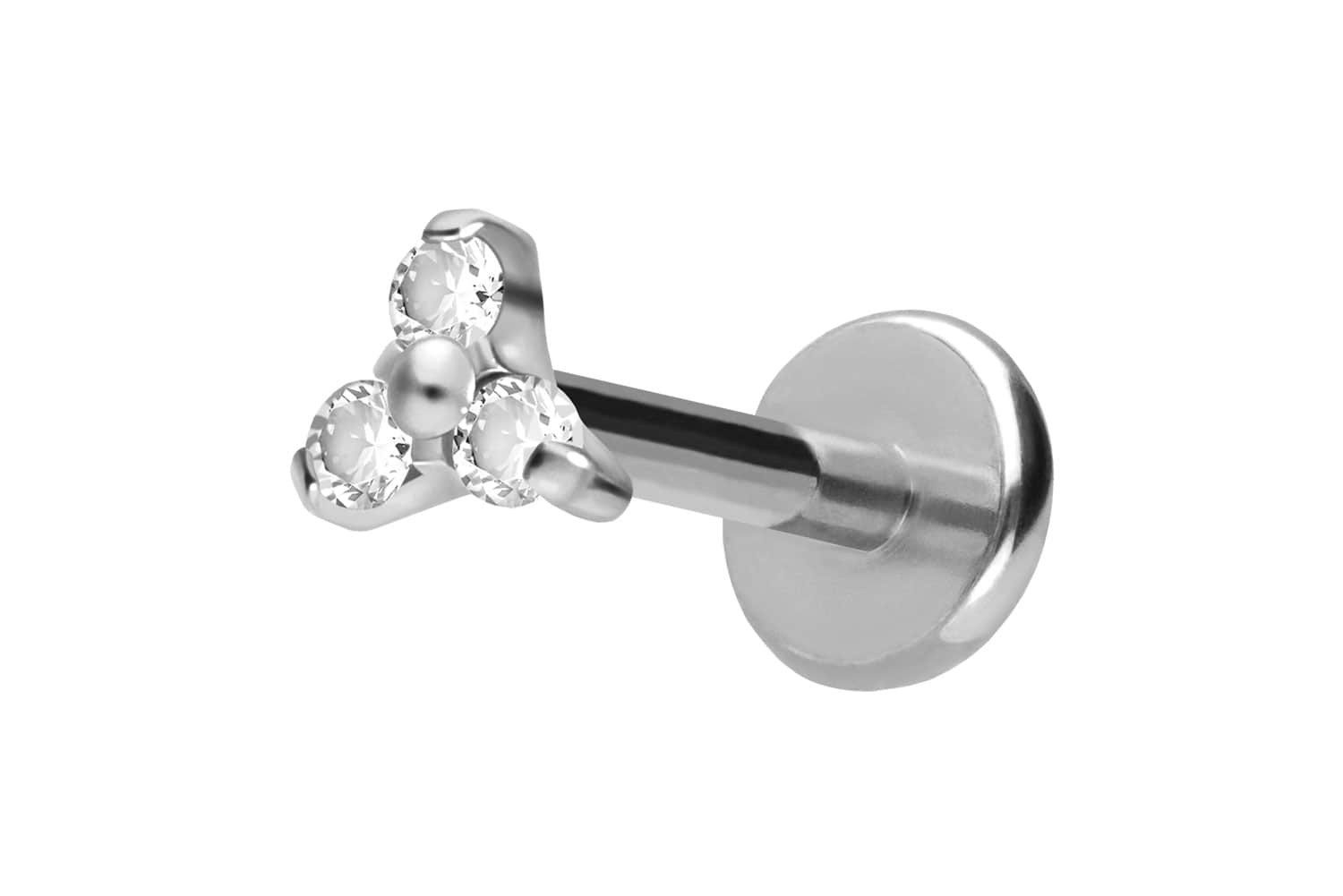 PIERCINGLINE Piercing-Set Titan Labret mit Push Fit KRISTALLBLUME (Labrets, 1-tlg)