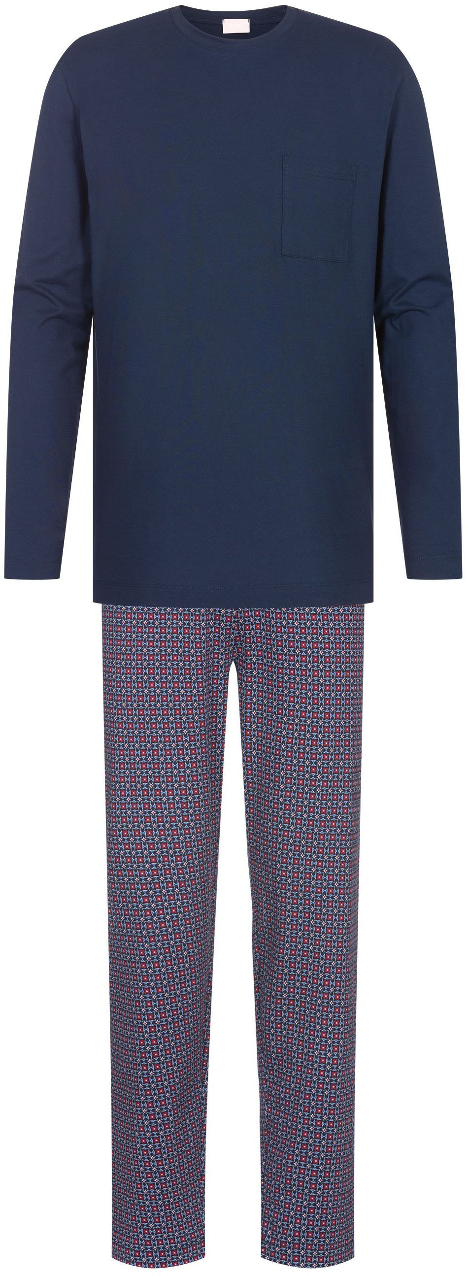 Mey Schlafanzug Red Tile Langarm-Shirt mit Brusttasche günstig online kaufen
