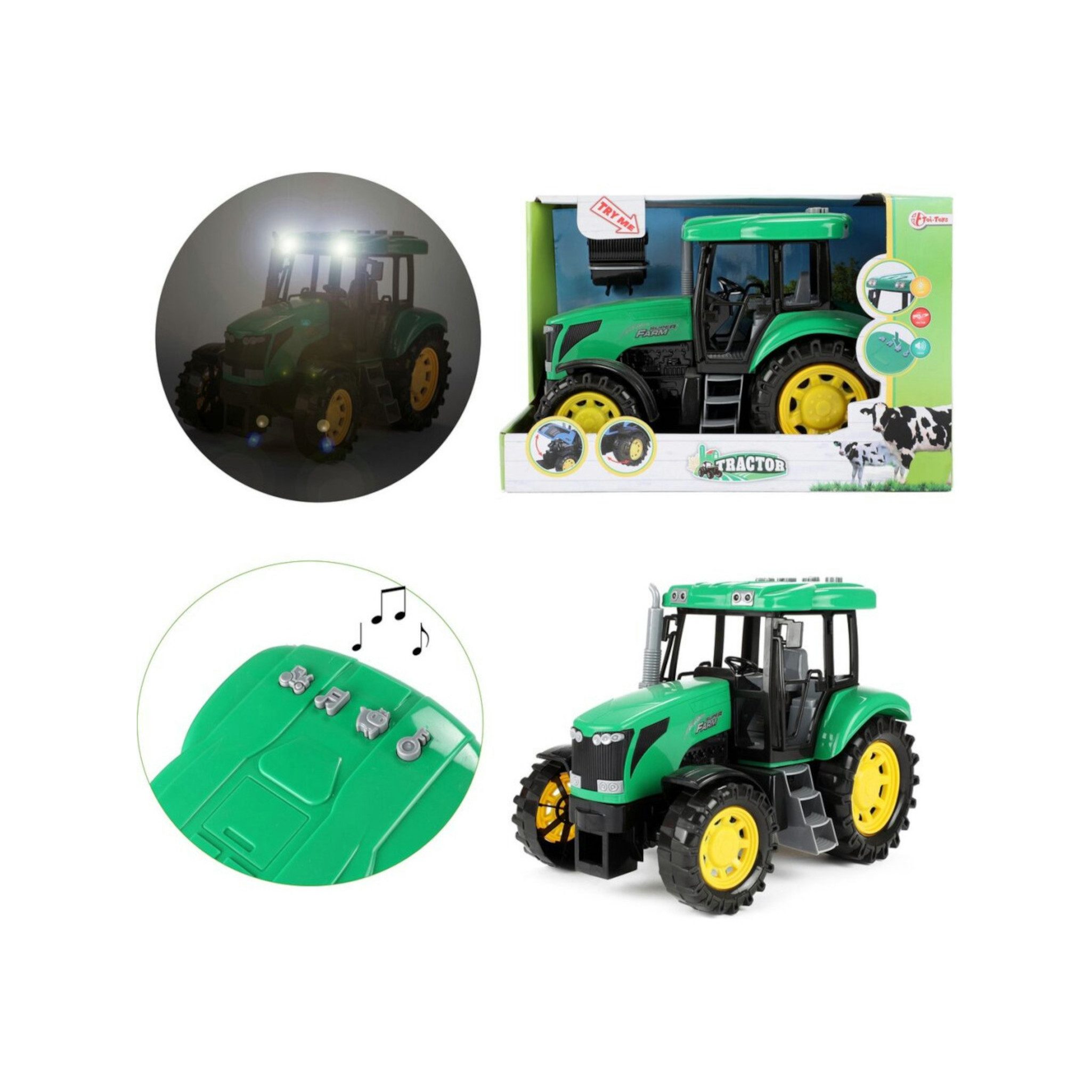 Toi-Toys Spielzeug-Auto Grüner Spielzeugtraktor mit Licht und Sound, 27 cm groß