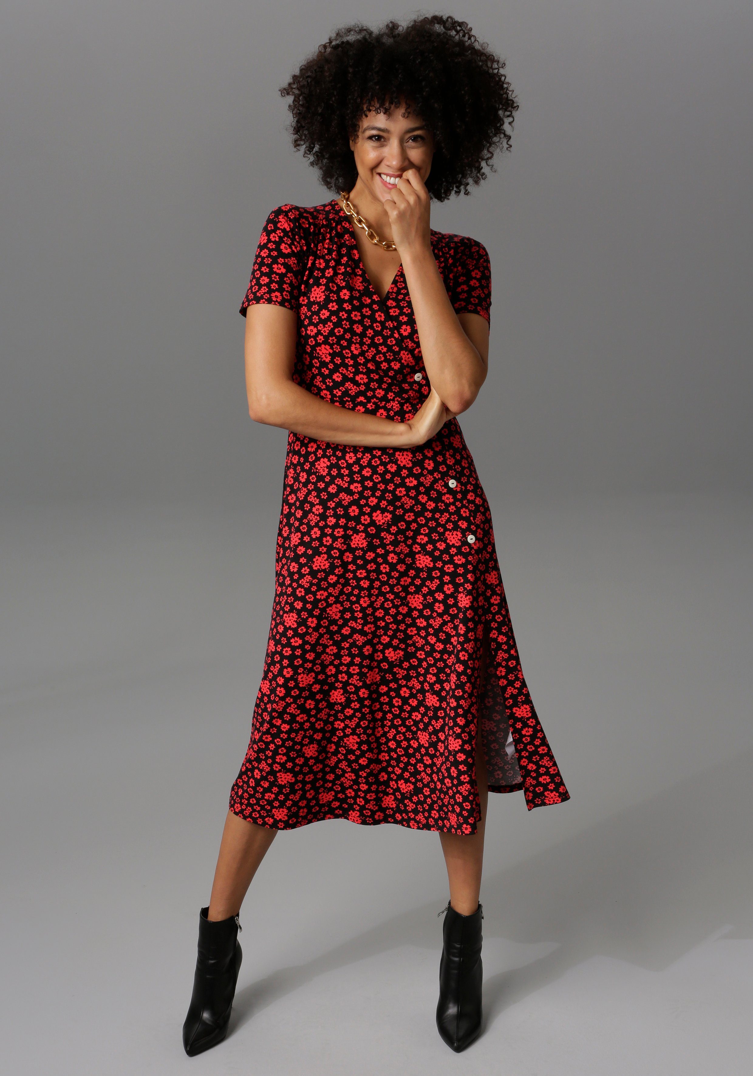 Aniston CASUAL Jerseykleid in Wickeloptik – Bild 3 von 5
