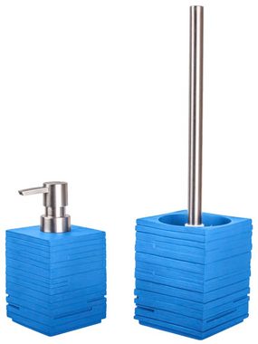 Sanilo Badaccessoire-Set Wassertropfen, Komplett-Set, 6 tlg., bestehend aus WC-Sitz, Badteppich, Stöpsel, Seifenspender, WC-Bürste