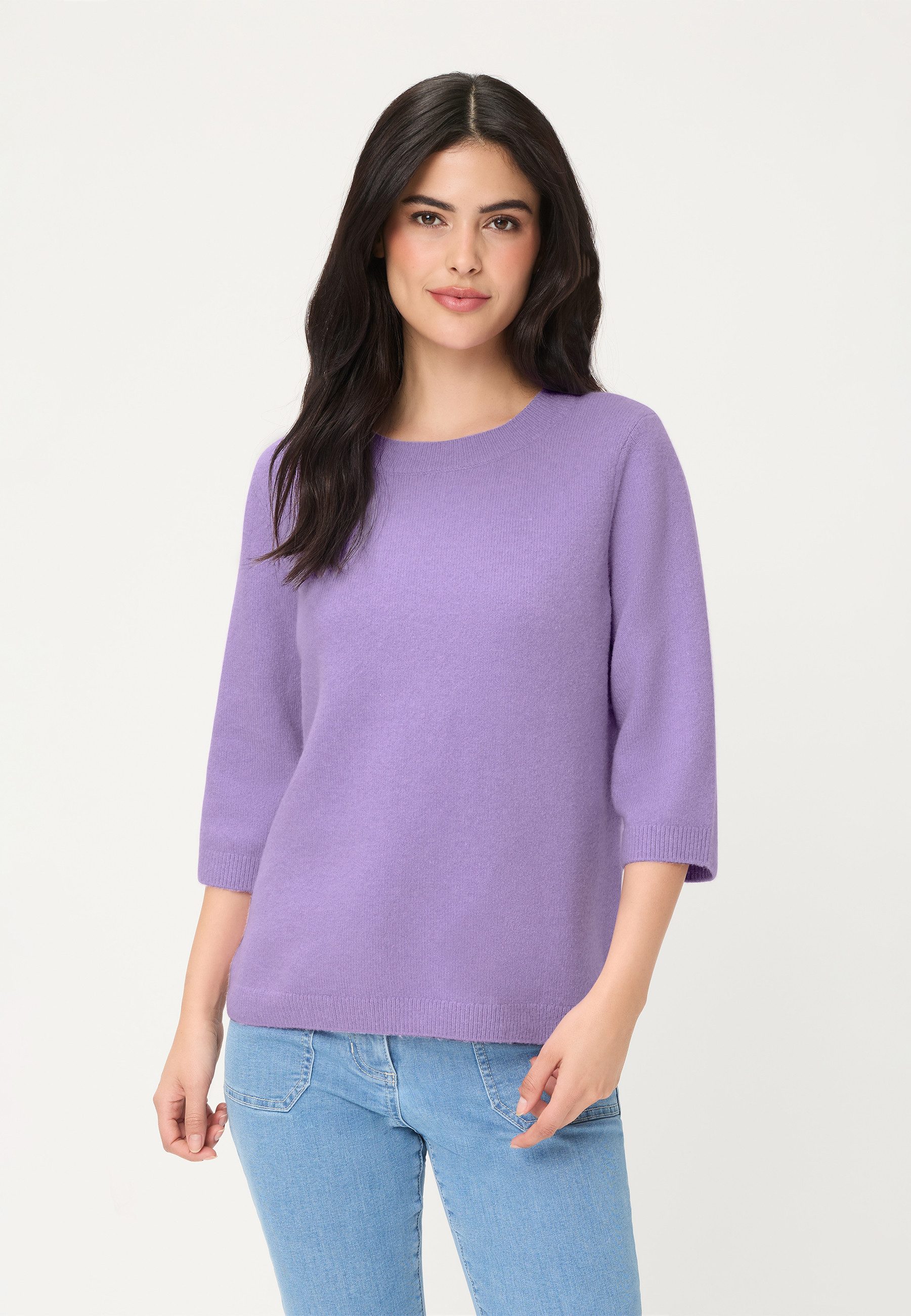 Olsen Strickpullover mit 3/4-Ärmeln und Rundhalsausschnitt