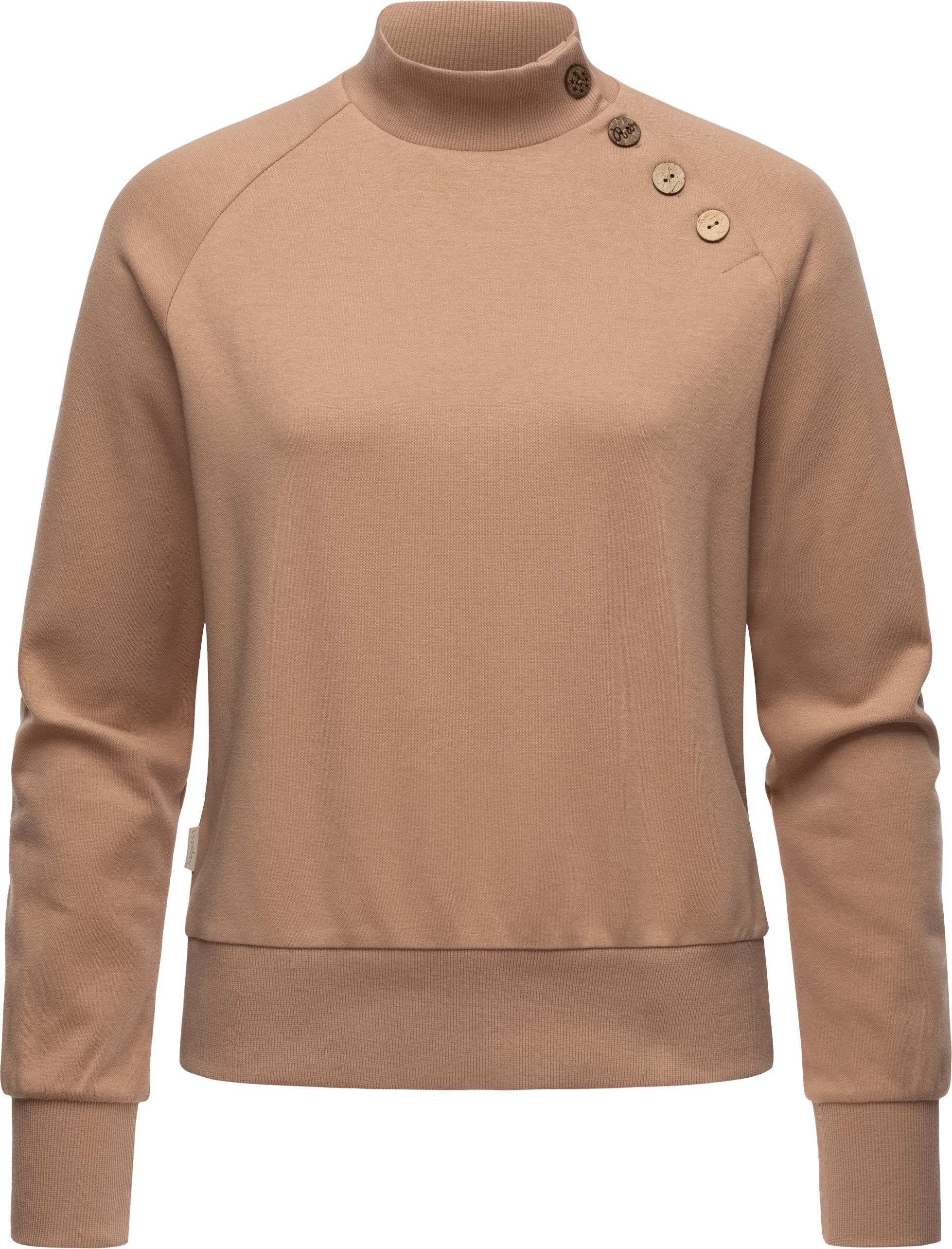 Ragwear Sweatshirt Majjorka Solid Damen Langarmshirt mit Rippbündchen und Zierknöpfen