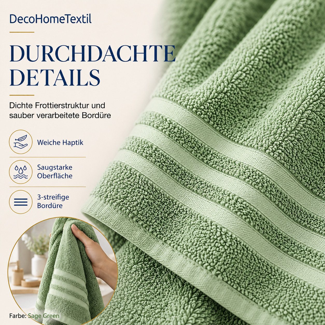 DecoHomeTextil Heimtextilmanufaktur Handtuch Set Eco Frottier Set, sustainable, kuschelweich, saugstark – Bild 5 von 5