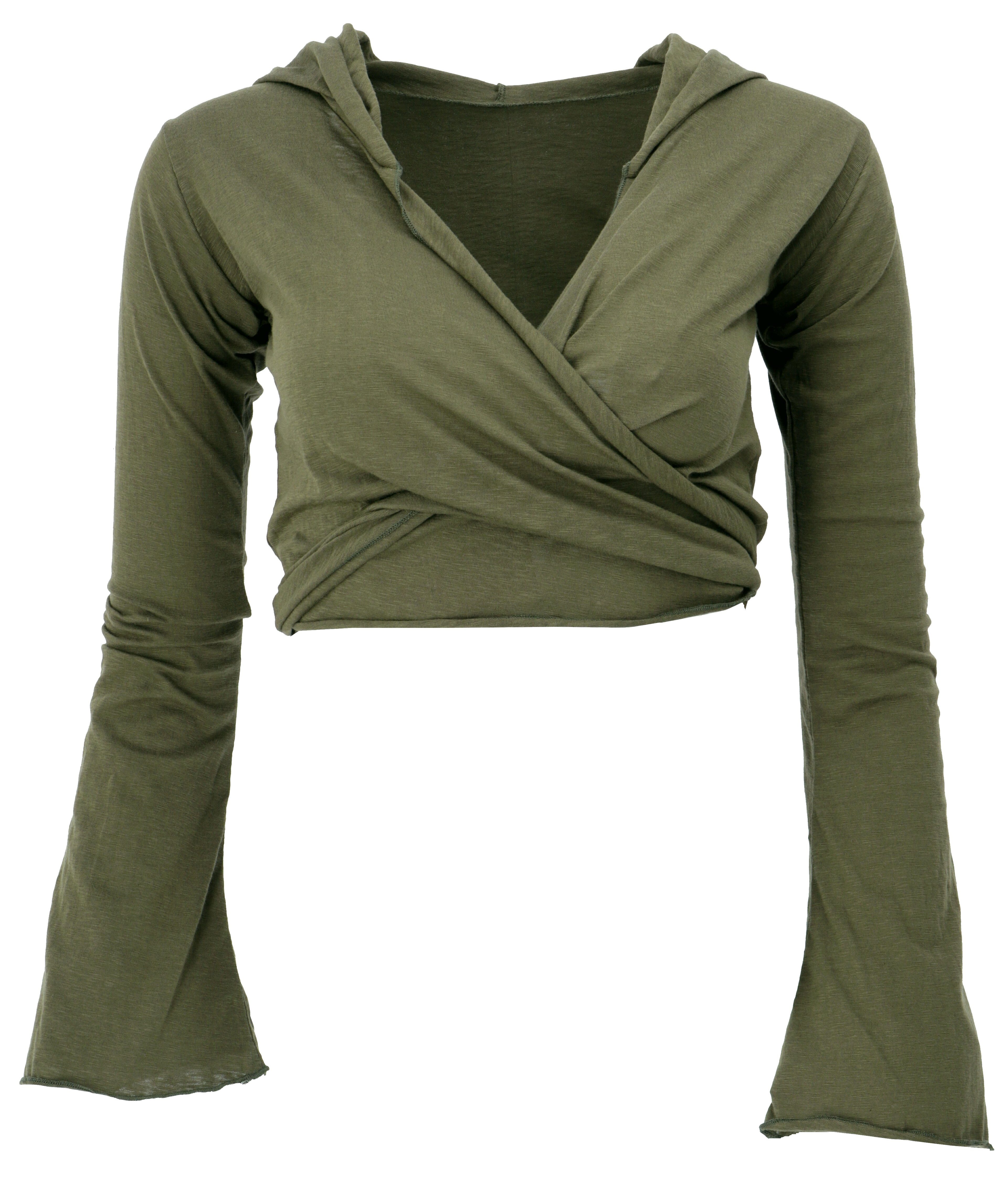 Guru-Shop Longsleeve Wickeltop, Yogatop, Langarmshirt mit.. günstig online kaufen