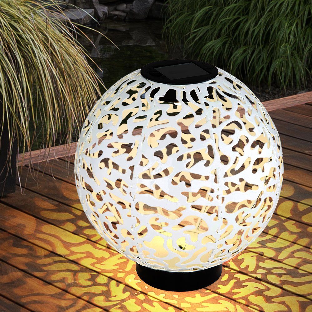 etc-shop Gartenleuchte, LED-Leuchtmittel fest verbaut, Warmweiß, Solar Lampe Outdoor Garten Kugel LED Solarkugel 20 cm Balkon