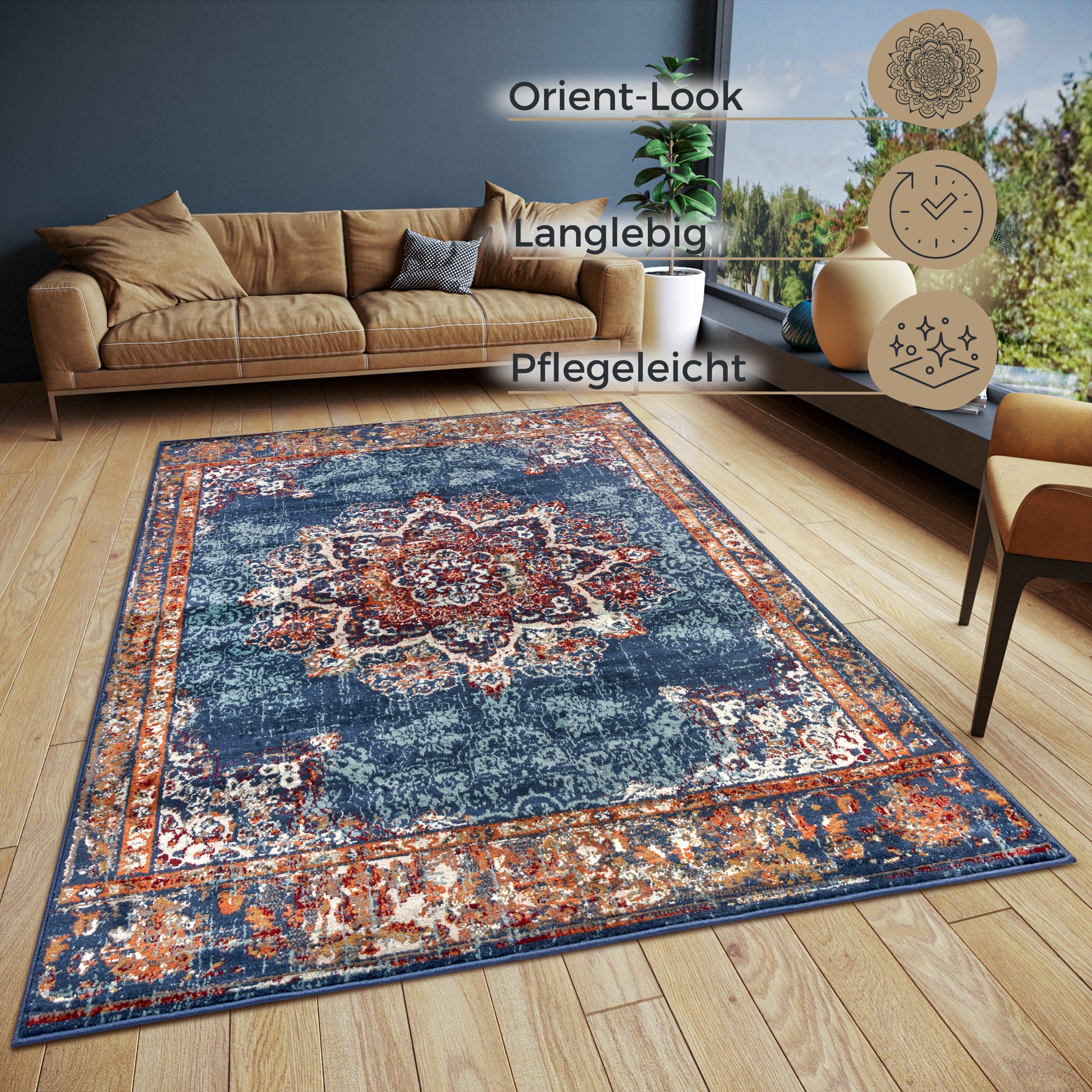 HANSE Home Teppich Maderno, rechteckig, Höhe: 8 mm, Läufer, Orientalisch, Kurzflor, Wohnzimmer, Schlafzimmer, Esszimmer