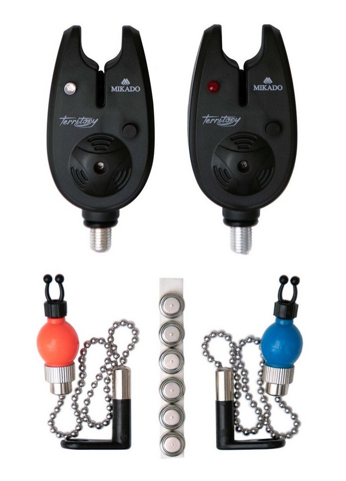 MIKADO Total Fishing elektronischer Bissanzeiger Bissanzeiger Set HR-C 2 St. mit Hängern 2 St. Batterien Karpfenangeln, (Spar-Set, 4-St), Für Karpfen, Raubfisch oder Feederangler