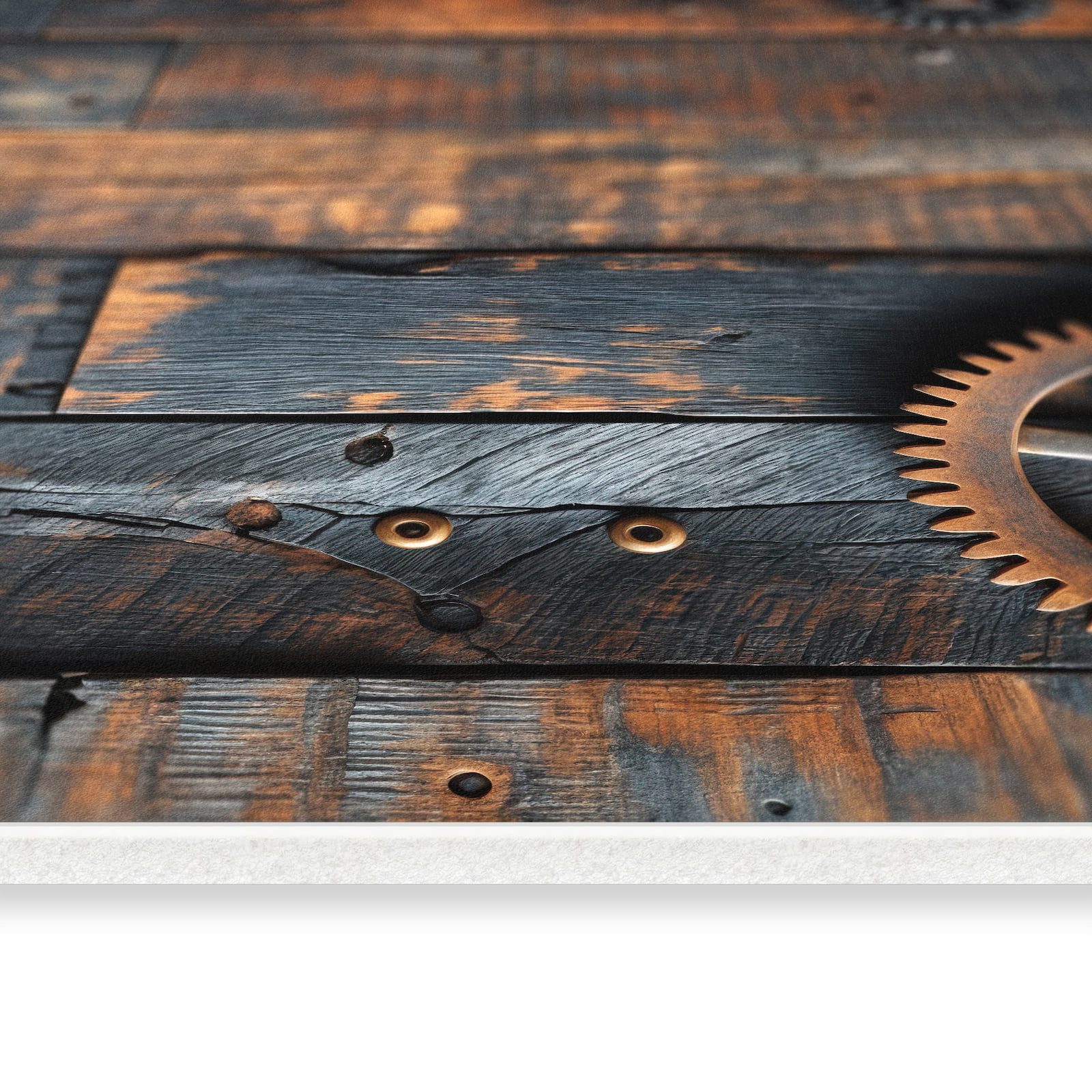 Primedeco Küchenläufer Küchenteppich Zahnräder auf Holz, Rechteckig, Höhe: 3 mm, rutschfest, waschbar & pflegeleicht – Bild 4 von 5