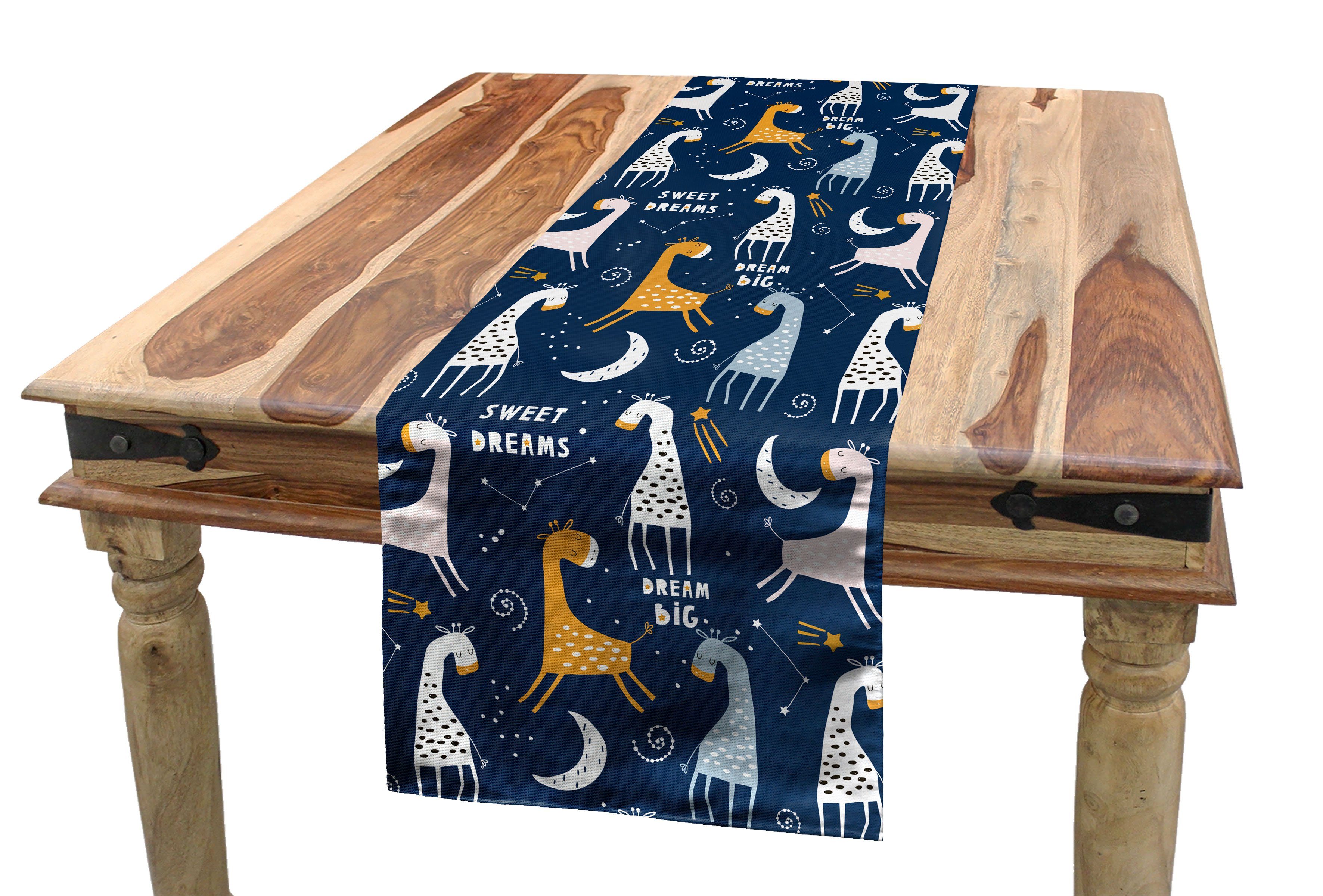 Abakuhaus Tischläufer Esszimmer Küche Rechteckiger Dekorativer Tischläufer, Kindisch Giraffen Dream Big Nachricht