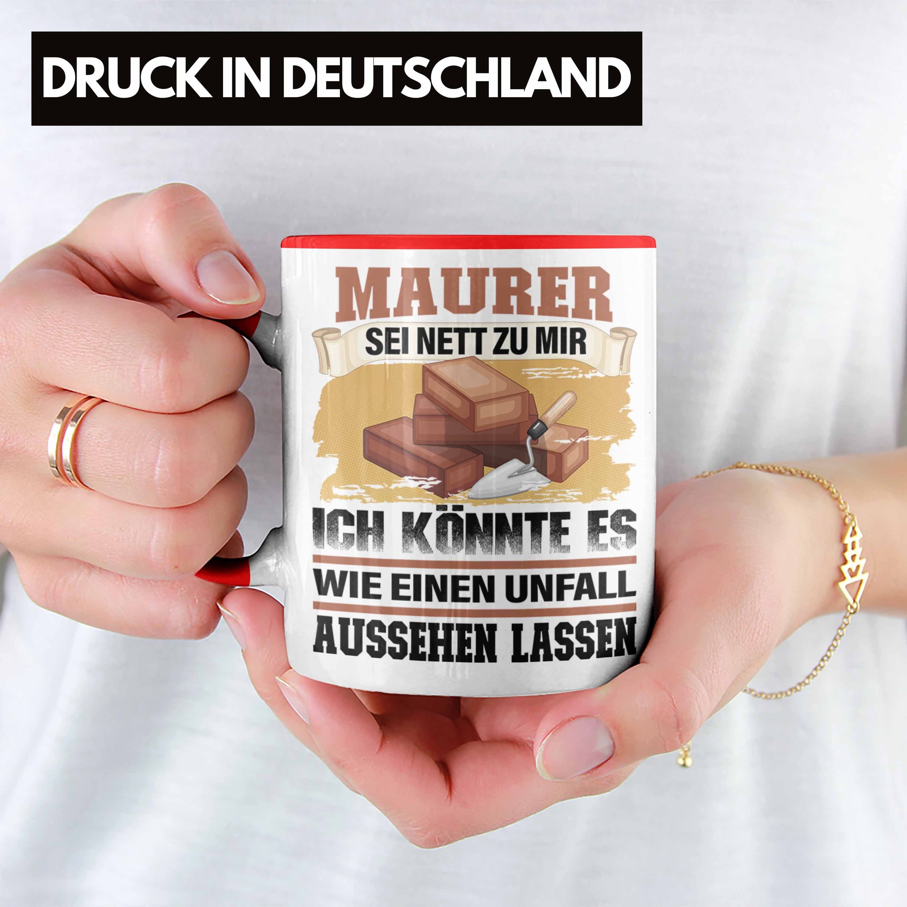 Tasse Lustiger Maurer - Trendation Spruch Maurer-Meister Tasse Rot Trendation Gesc Geschenk