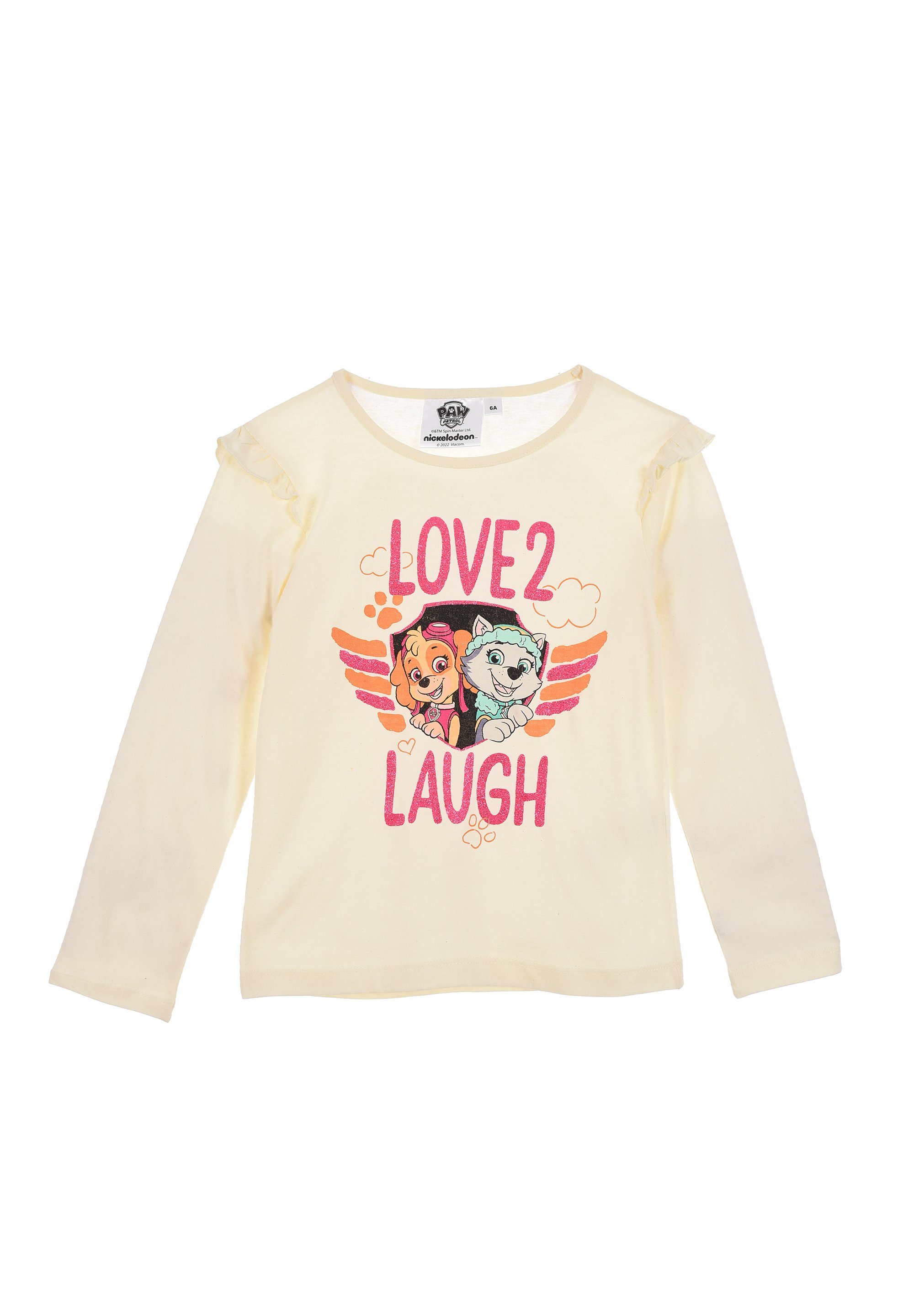 PAW PATROL T-Shirt Skye und Everest Kinder Mädchen Langarm Longsleeve Weiß