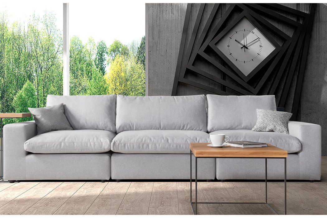 JVmoebel Sofa, Sofas Couch Design Polster Grau Textil Sofa 3 Sitzer Dreisitzer