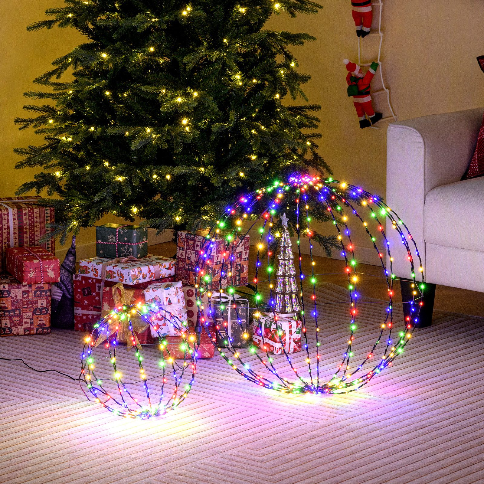 COSTWAY Weihnachtsfigur (2 St), LED Dekokugel, zum Hinhängen & Hinstellen günstig online kaufen