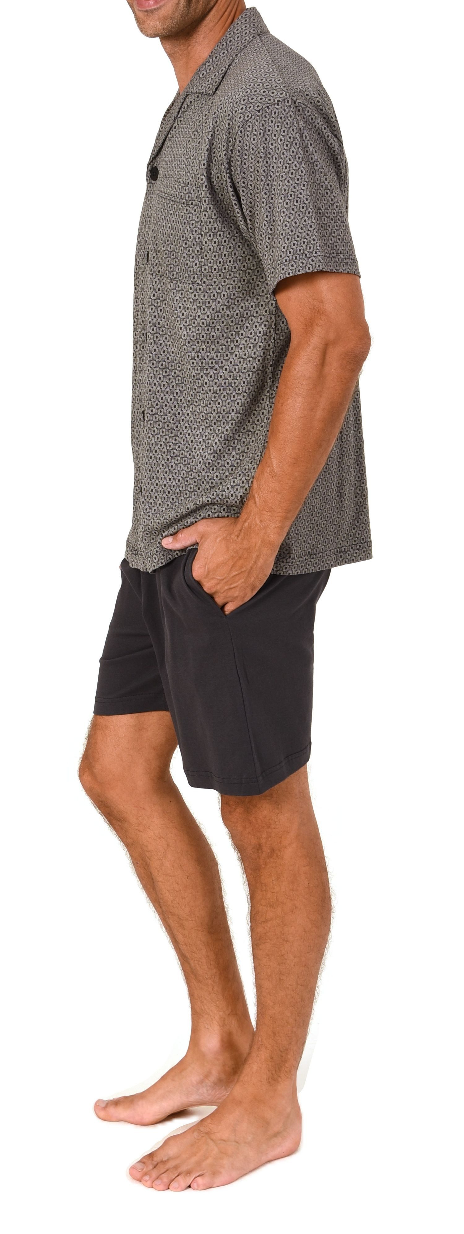 Normann Pyjama Herren kurzarm Schlafanzug Shorty Pyjama zum durchknöpfen – Bild 4 von 5