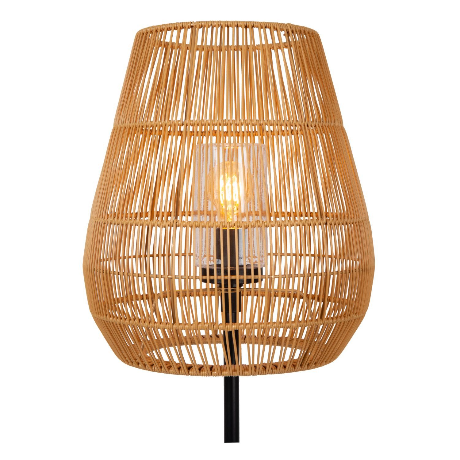 Licht-Erlebnisse Stehlampe NEROL, ohne Leuchtmittel, Metall E27 IP44 154 cm Schwarz Natur rund Modern Stehleuchte