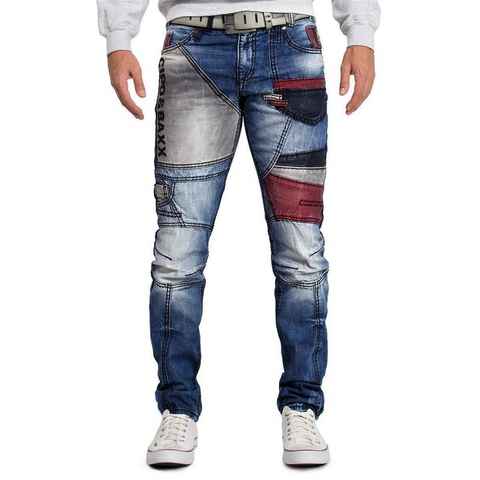 Cipo & Baxx 5-Pocket-Jeans Biker Hose BA-CD574 mit farblich abgesetzten Bereichen