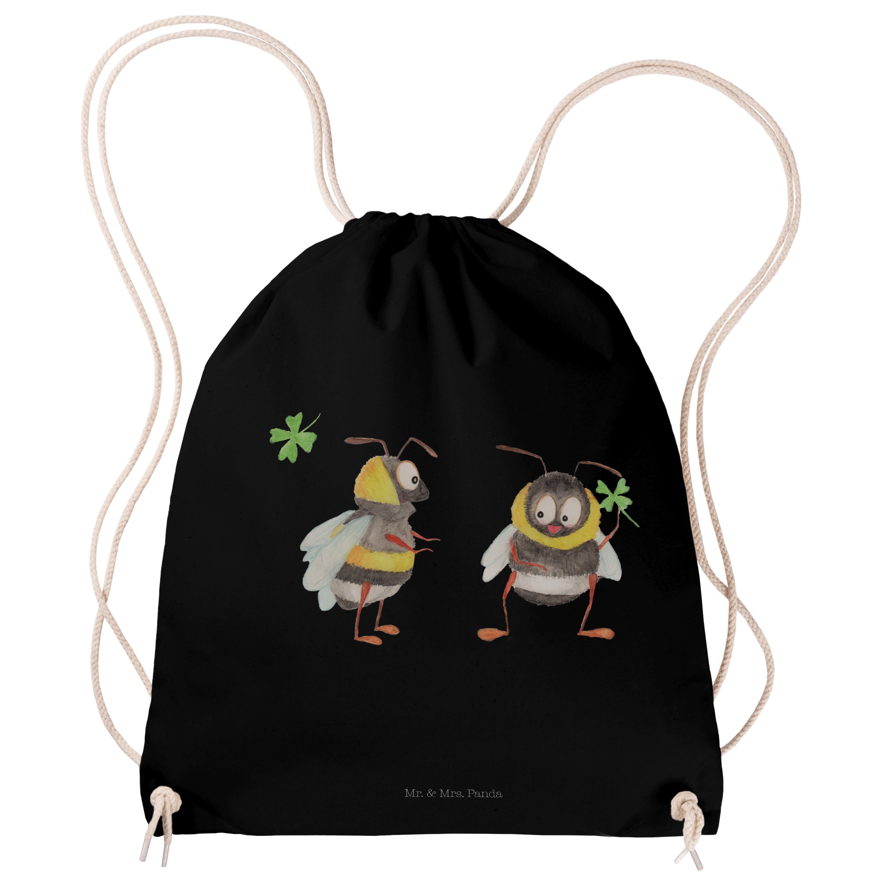 Mr. & Mrs. Panda Sporttasche Hummeln mit Kleeblatt - Schwarz - Geschenk, lustige Sprüche, Spruch s (1-tlg) | Canvas-Taschen