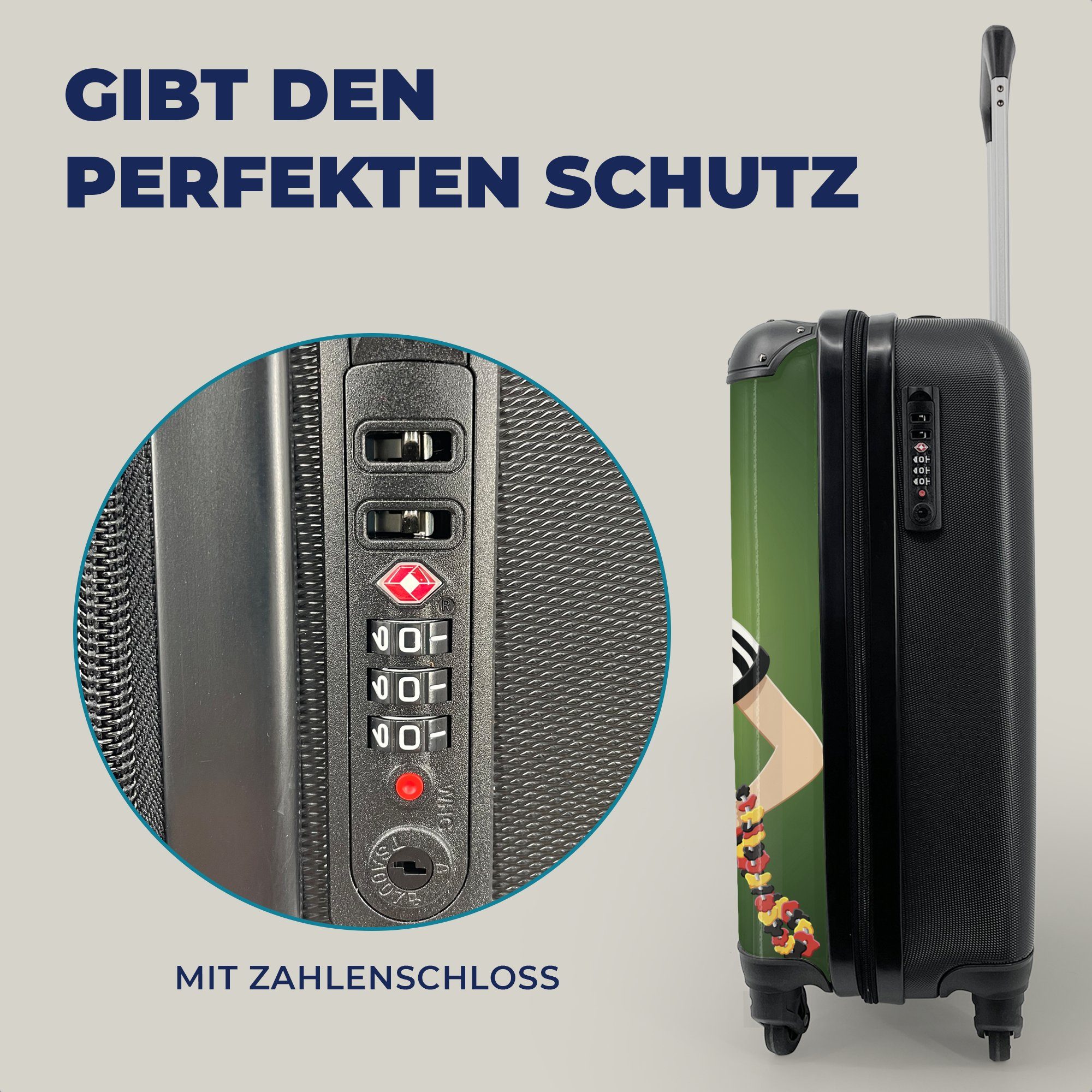 Kleidung Handgepäckkoffer -, einem eines Handgepäck Mädchens Illustration Trolley, Fußball für Ferien, Rollen, MuchoWow und rollen, 4 Reisekoffer mit mit deutscher Reisetasche