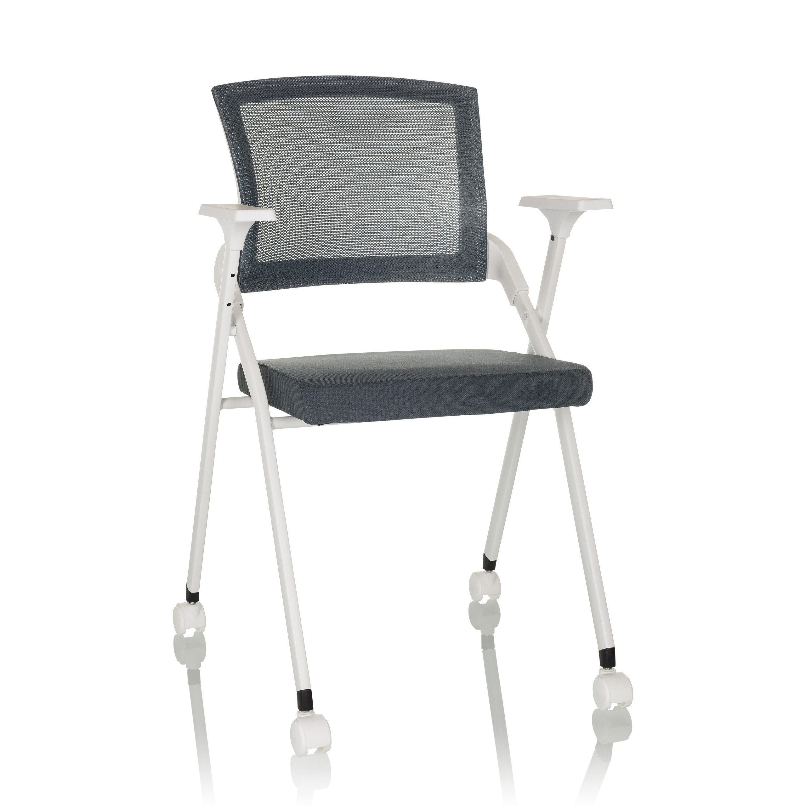 hjh OFFICE Klappstuhl Klappstuhl PRIORITY II W Stoff / Netzstoff, gepolstert, Faltstuhl mit Rollen, Besucherstuhl klappbar