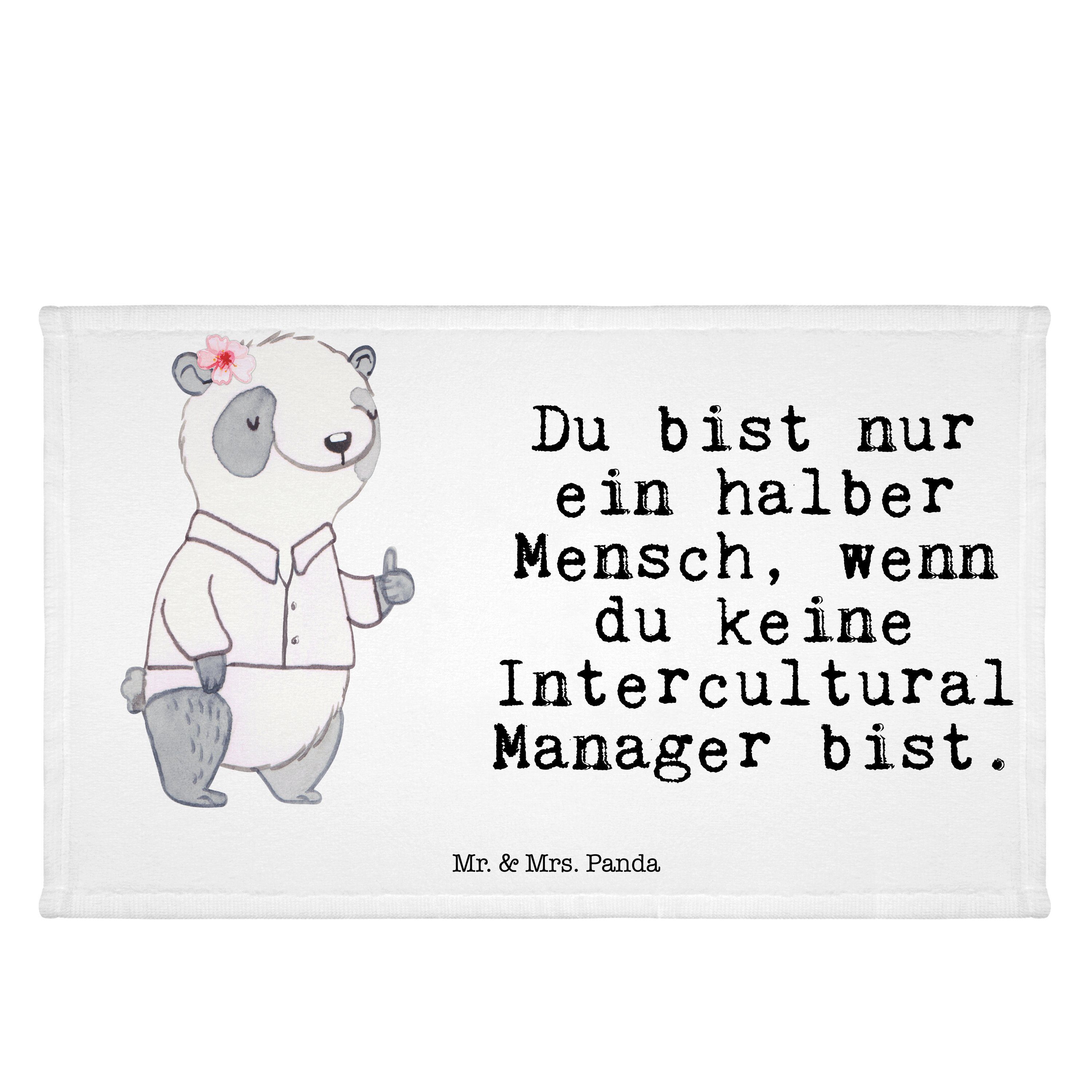 Mr. & Mrs. Panda Handtuch - Geschenk, Intercultural mit Jubiläum, (1-St) Herz - Manager Weiß Frottier