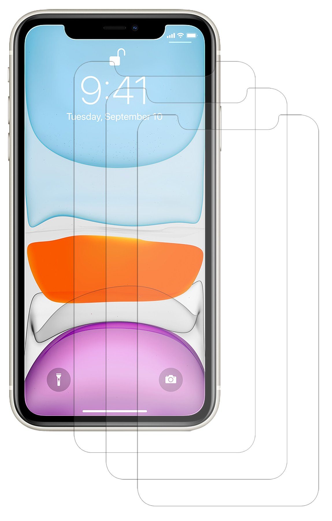cofi1453 Handyhülle 3x Schutzfolie für Apple iPhone 11, Displayschutzfolie Displayfolie
