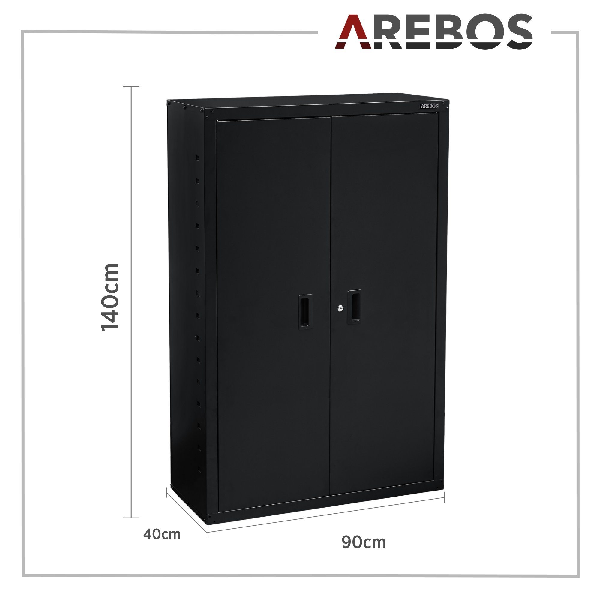 Arebos Büroschrank Stahlschrank Materialschrank Aktenschrank (Stück, schwarz)