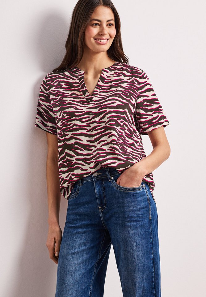 STREET ONE Druckbluse Sommerbluse mit Split Neck und Print