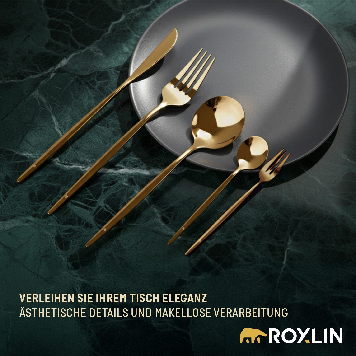 Roxlin Besteck-Set 30-teiliges Edelstahl-Besteckset modern & elegant 4 Farbe