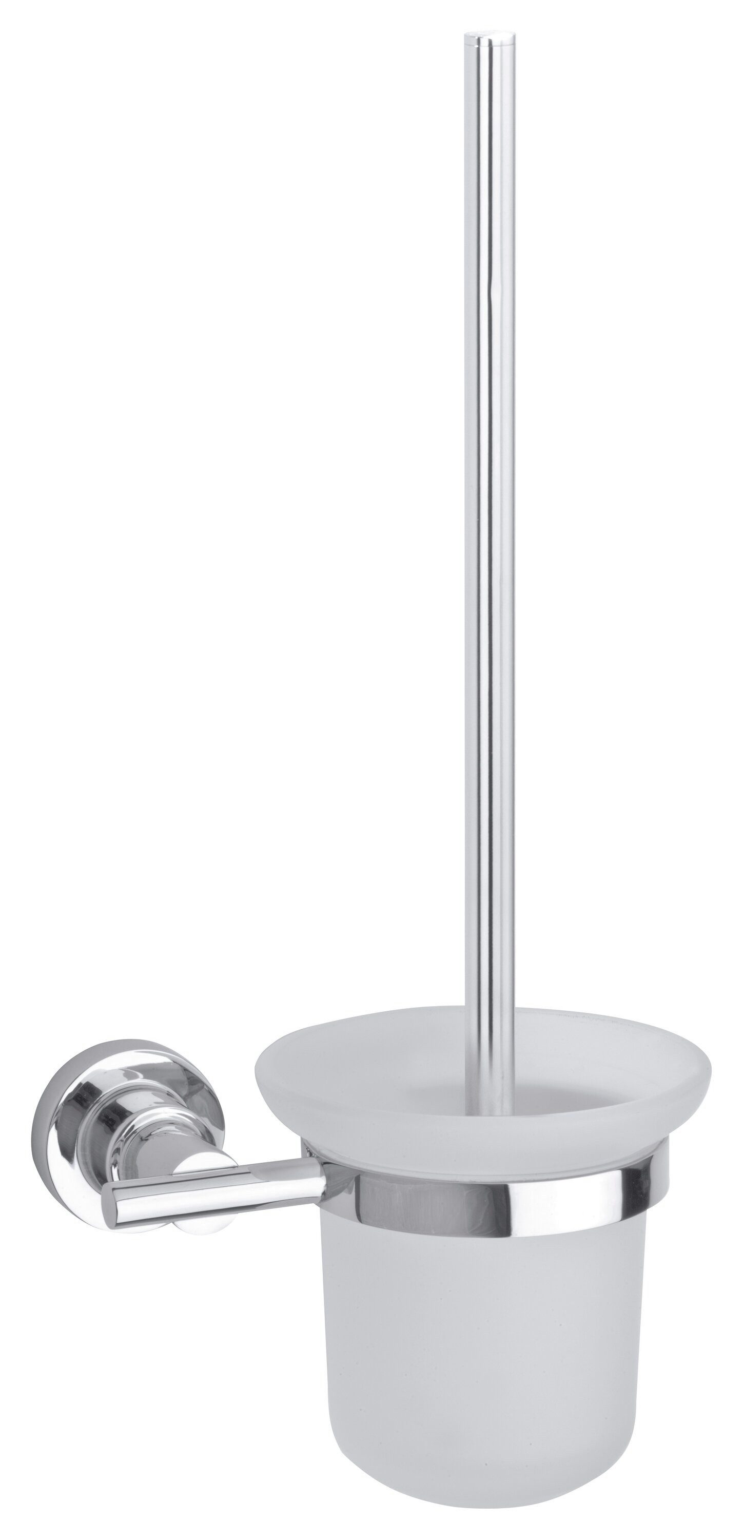 tesa WC-Reinigungsbürste 1x tesa luup WC-Bürstengarnitur, Wandmontage, Gäste-WC, Badezimmer, (Komplett-Set, 2-tlg), chrom-weiß 12 cm : 16 cm : 38,5 cm