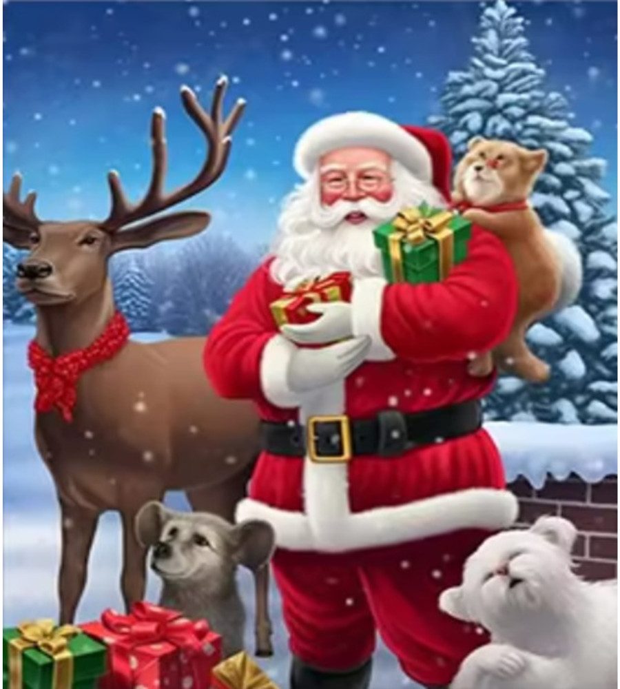 Rötting Design Раскрась по номерам Diamond Painting Set 5D DIY Motiv: die Weihnachtsmann Familie (Komplett-Set), Diamond Painting На полный экран, Lieferung enthält alle Utensilien