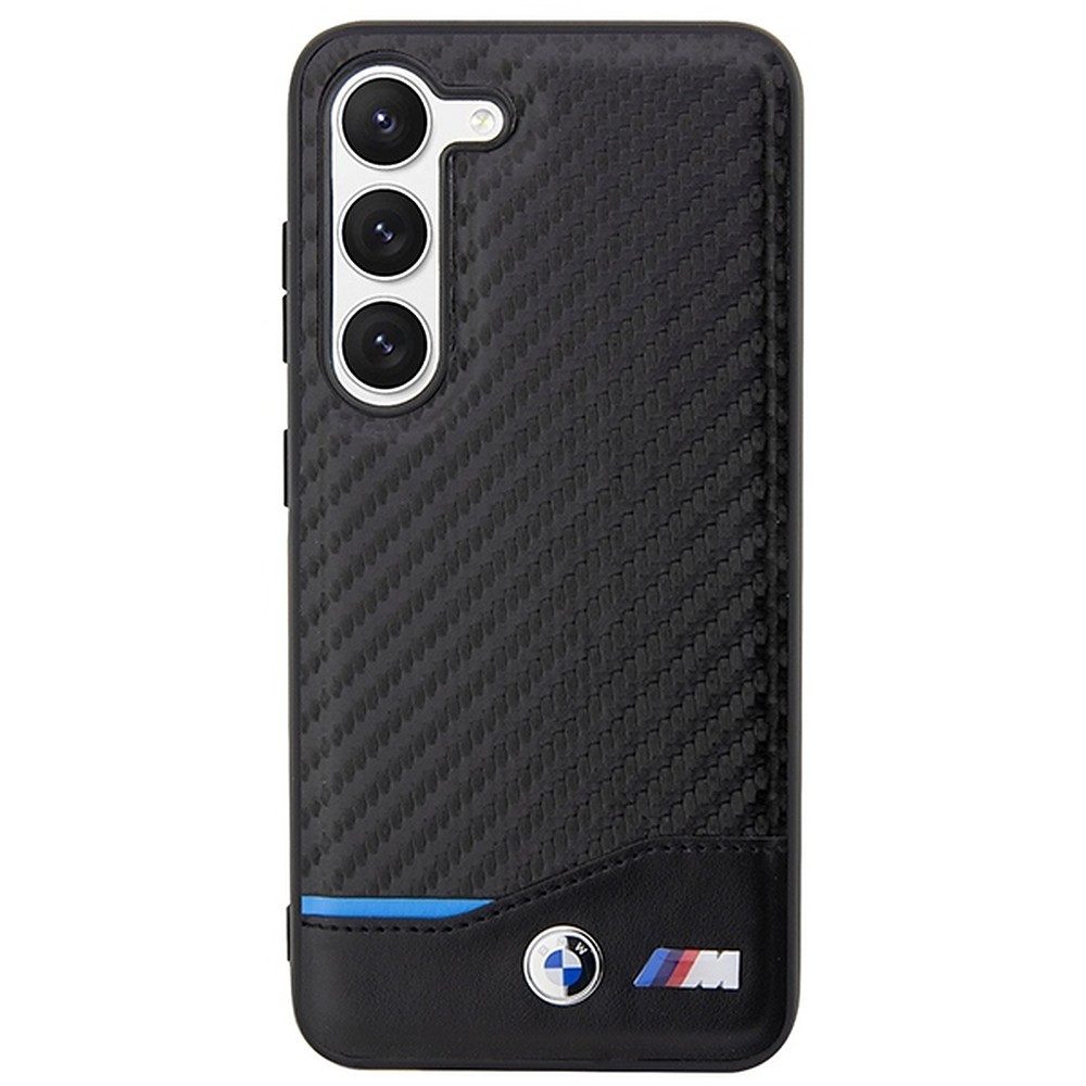 BMW Handyhülle Carbonoptik Schutzhülle Case, Carbon-Optik, Echtleder-Details, stabiles Hardcase