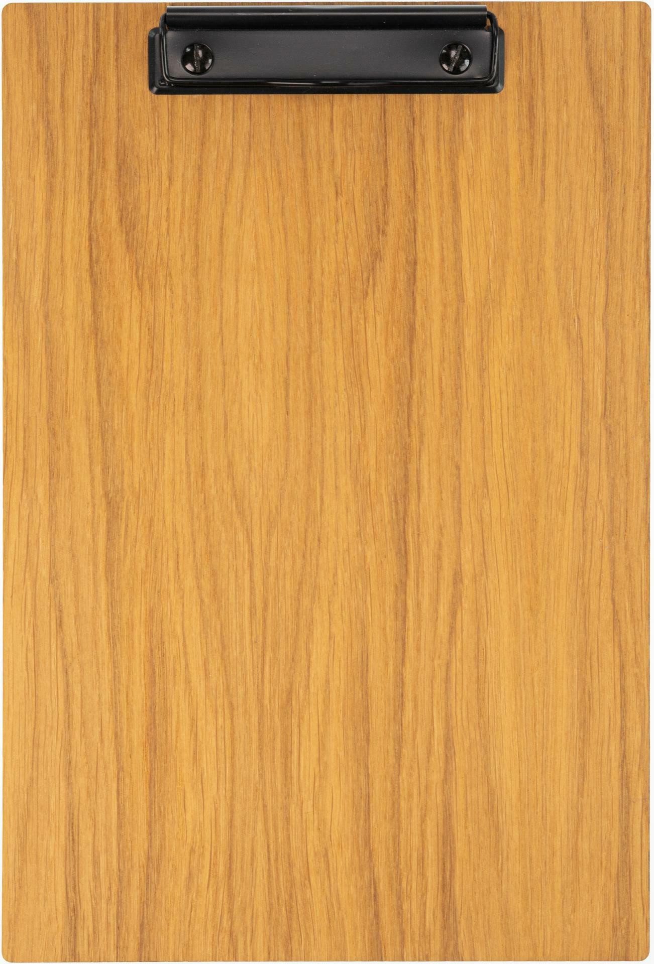 Holz Frank Schreibmappe Eiche Klemmbrett DIN A4 geölt - FSC® - mit Briefklemme Schwarz – Bild 2 von 3