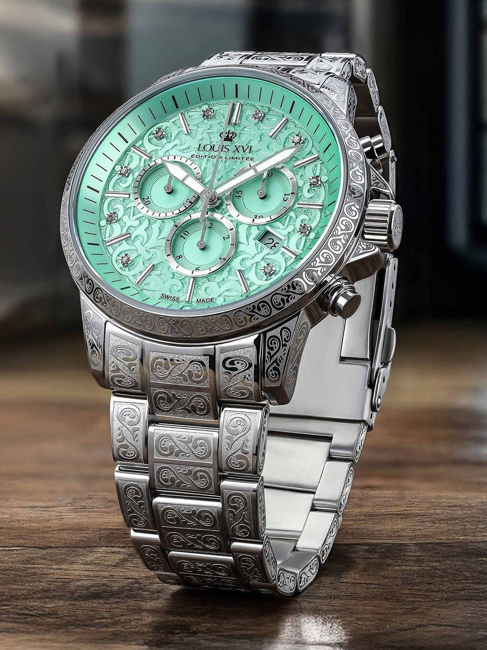 LOUIS XVI Quarzuhr Louis XVI LXVI1825 Herrenuhr Palais Royale 2.0 Diamond Chronograph 43m Louis XVI LXVI1825 Herrenuhr Palais Royale 2.0 Diamond Chronograph 43mm 10ATM