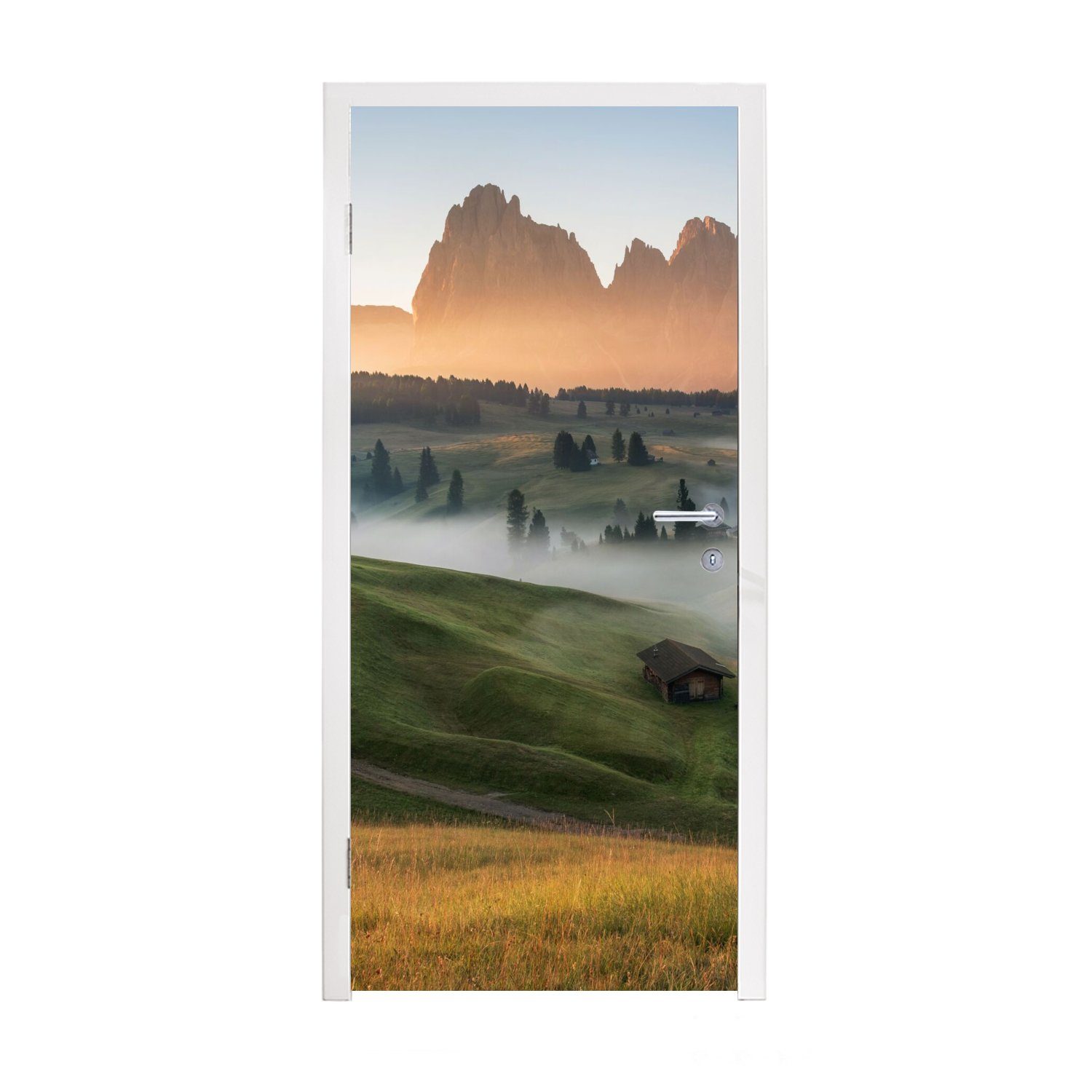 MuchoWow Türtapete Berg - Nebel - Landschaft, Matt, bedruckt, (1 St), Fototapete für Tür, Türaufkleber, 75x205 cm