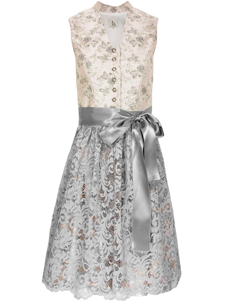 Bergweiss Trachten Dirndl Hochgeschlossenes Kleid "Fabienne" mit Spitzenschürze
