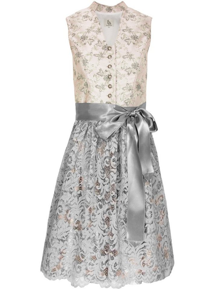 Bergweiss Trachten Dirndl Hochgeschlossenes Kleid "Fabienne" mit Spitzenschürze