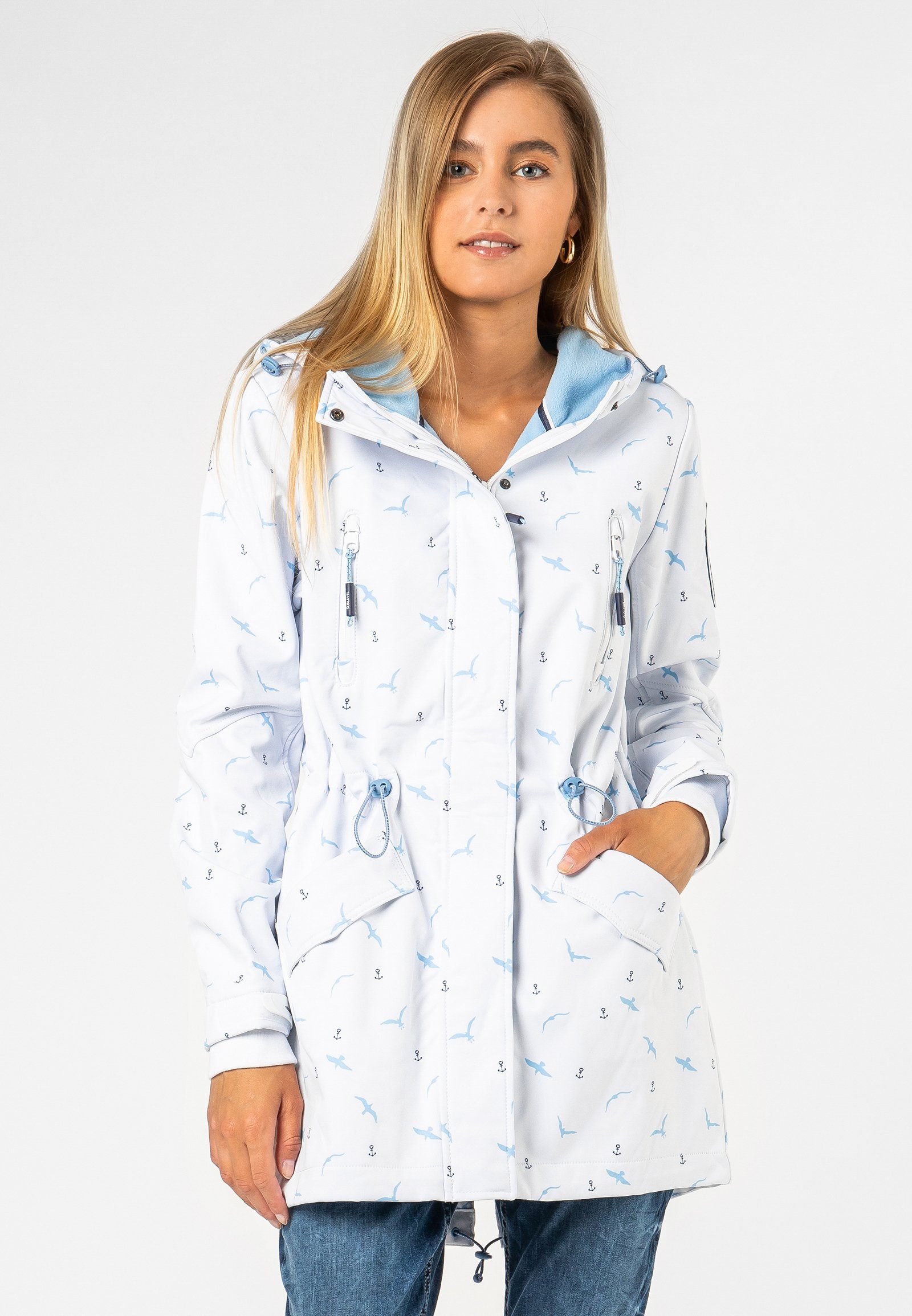 SUBLEVEL Softshelljacke Softshelljacke mit Muster white-blue | Übergangsjacken