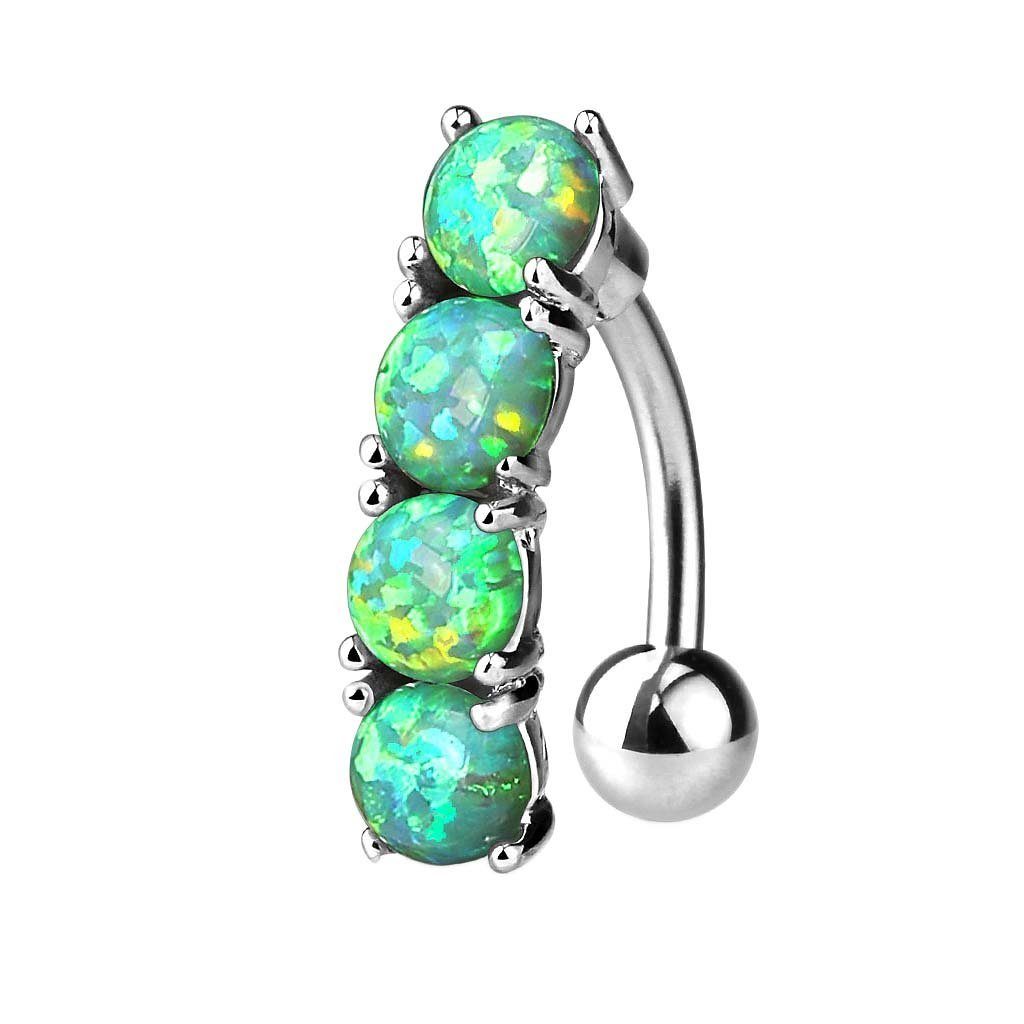 Taffstyle Bauchnabelpiercing Piercing Chirurgenstahl 4 Opal, Bauchnabelpiercing Bauch Bauchnabel Banane Stecker Anhänger Steinen