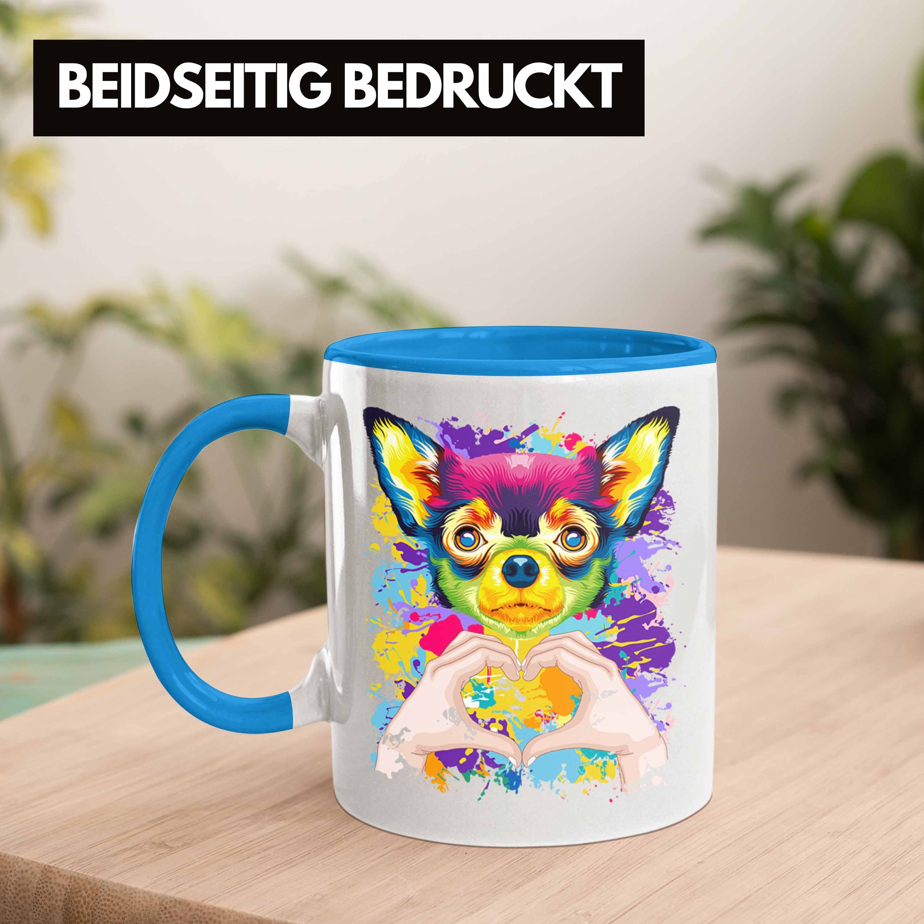 Chihuahua Tasse Lustiger Love Tasse Besitzer Geschenk Farbe Spruch Geschenki Blau Trendation