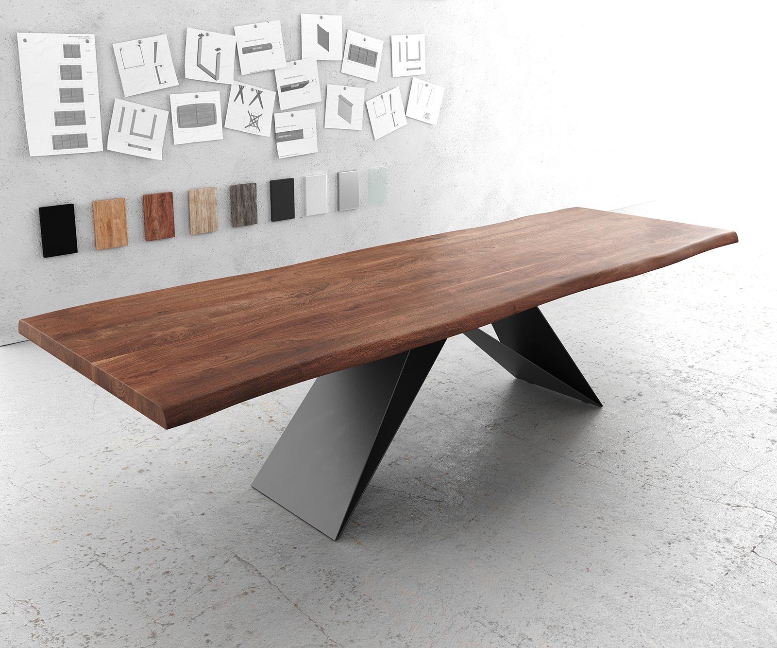 DELIFE Esstisch Edge, Akazie Braun 300x100 günstig online kaufen